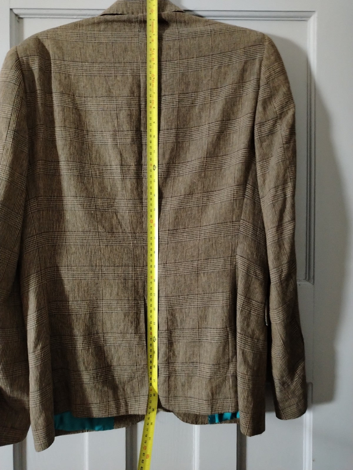 Feraud vintage brown check wool blend blazer jacket size tall L XL very good