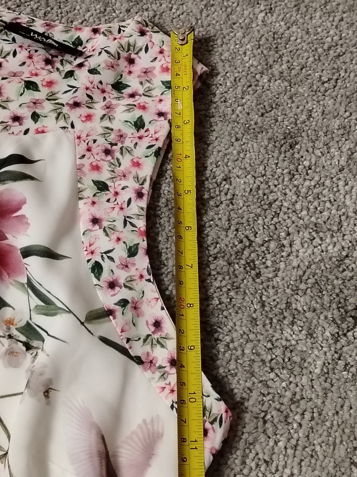 Wallis Dress Women's UK12 Floral Sheath Sleeveless White Pink Print Shift Summer