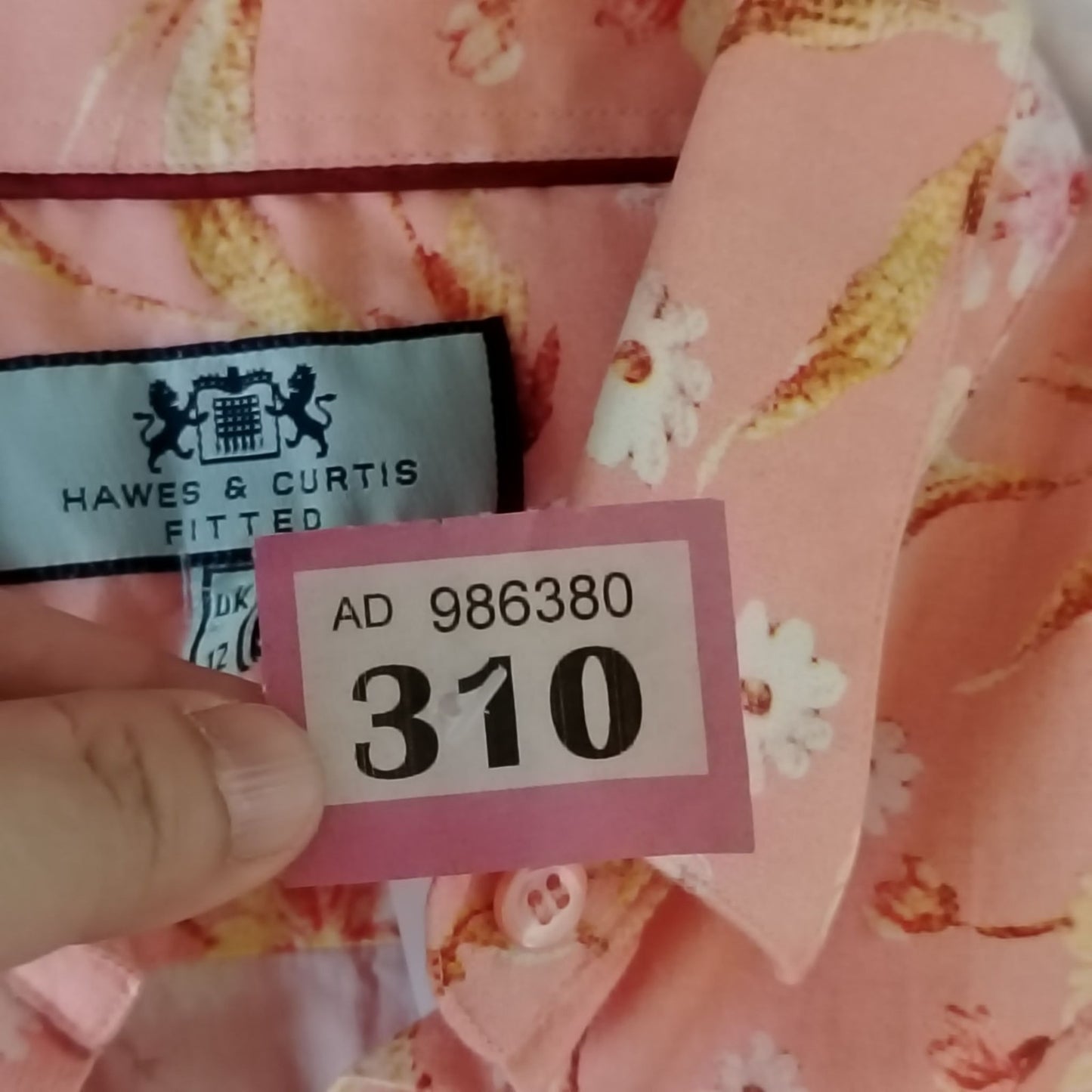 Hawes & Curtis Shirt Womens 12 Fitted Button-Up Long Sleeve Floral Pink Blouse