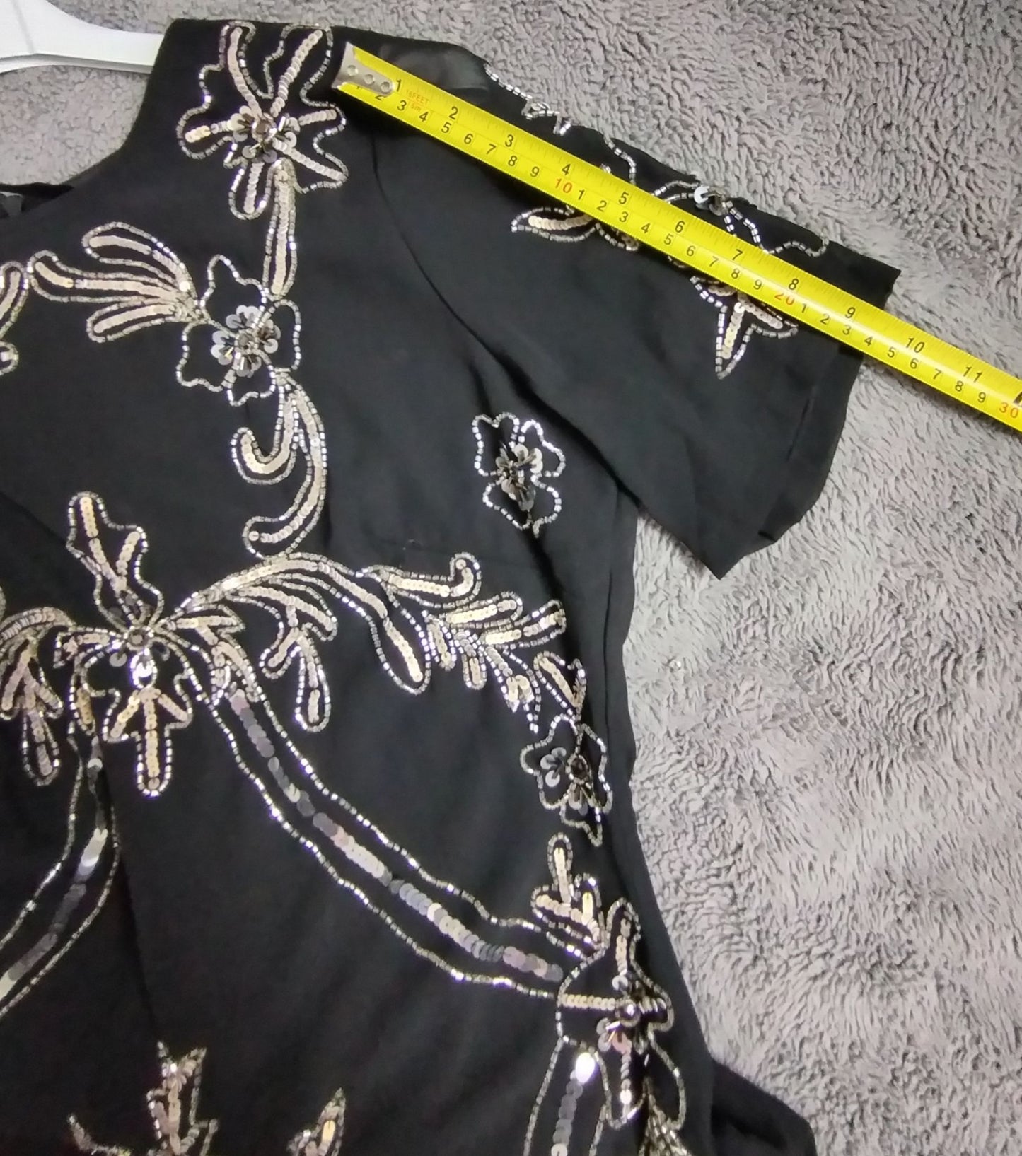 Pre-Loved Live2Love Dress Womens 12 Black Sequin Embellished Short Sleeve Party Shift