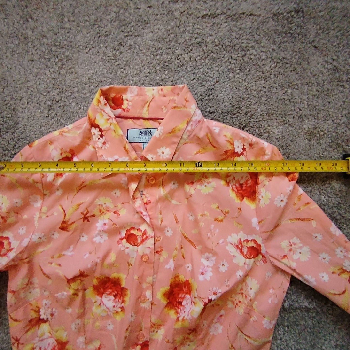 Hawes & Curtis Shirt Womens 12 Fitted Button-Up Long Sleeve Floral Pink Blouse