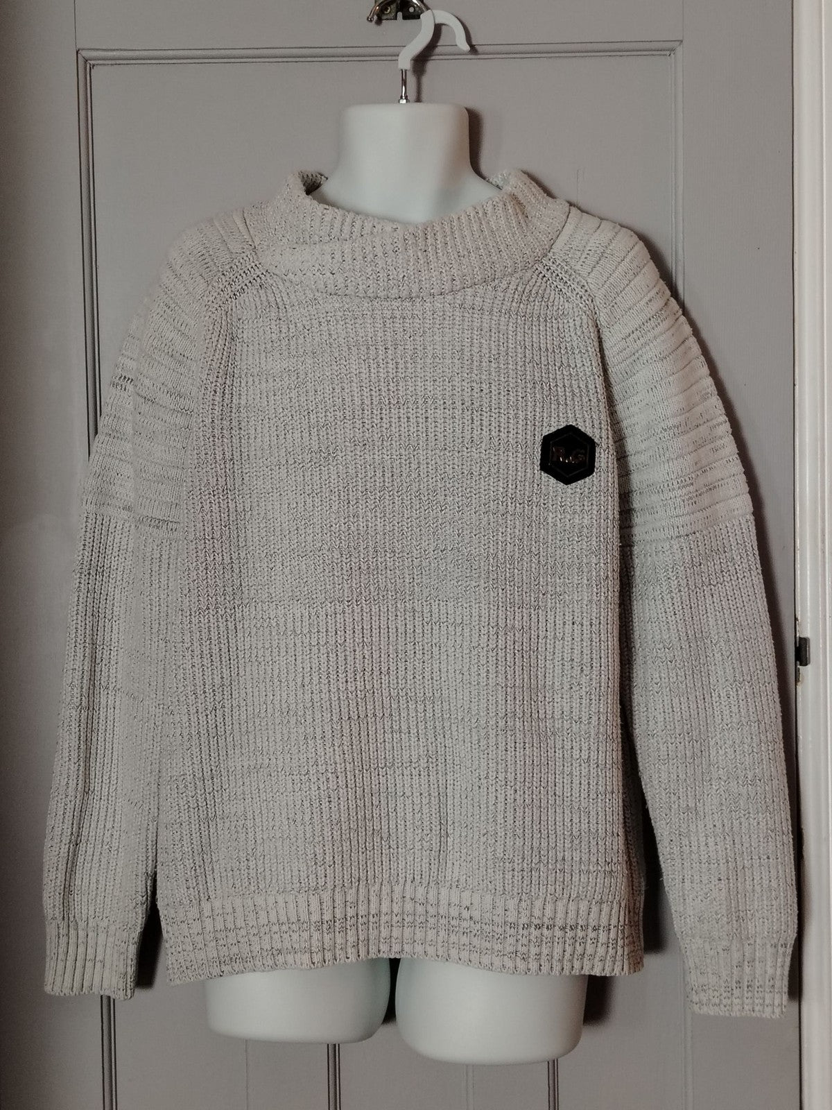 Zufgree Sweater Womens XL Oatmeal Chunky Mock Neck Pullover Knit Long Sleeve