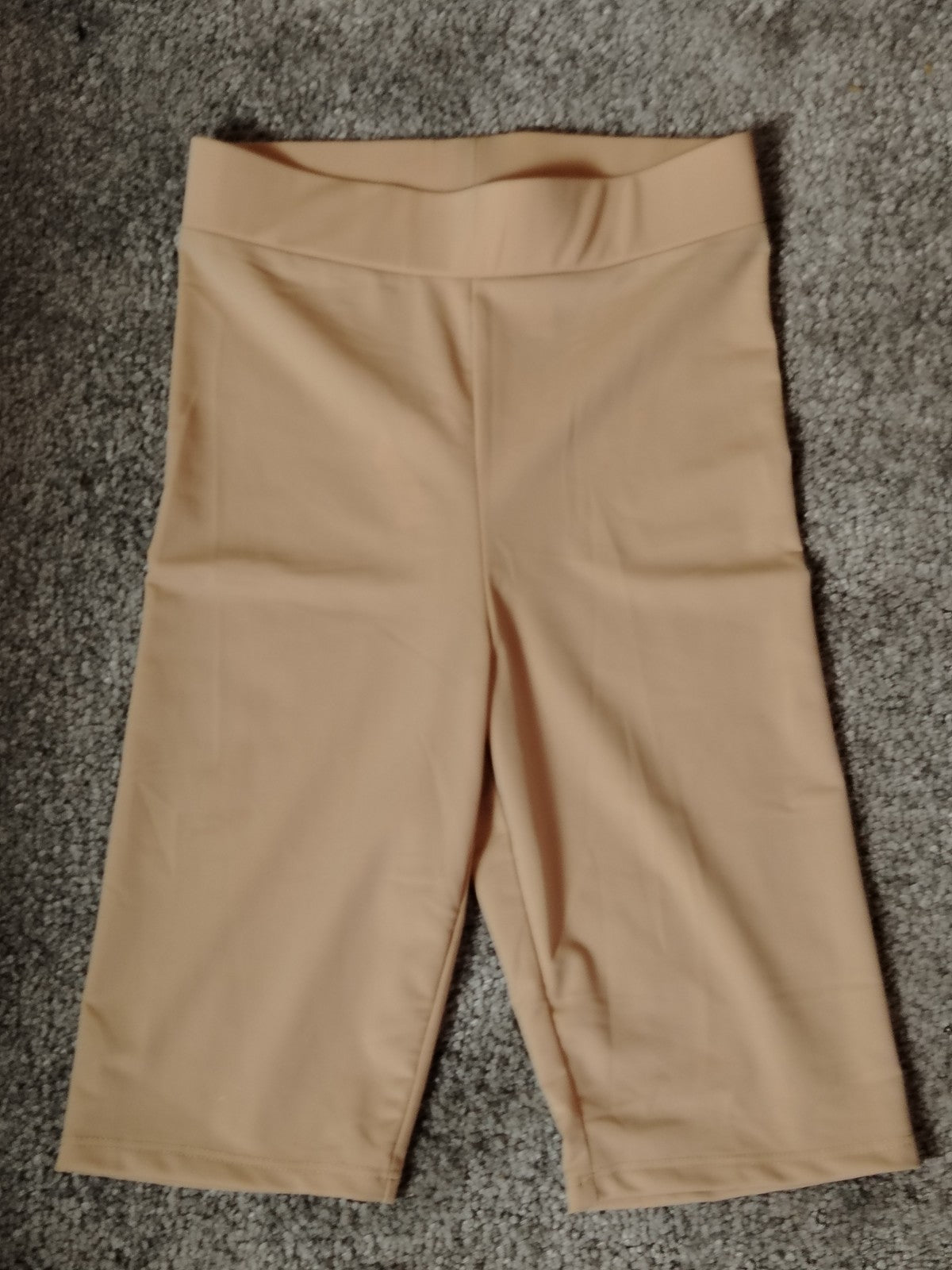 Zara Women's Beige High Waisted Cycling Shorts Size S Stretchy Polyamide Gym Yog