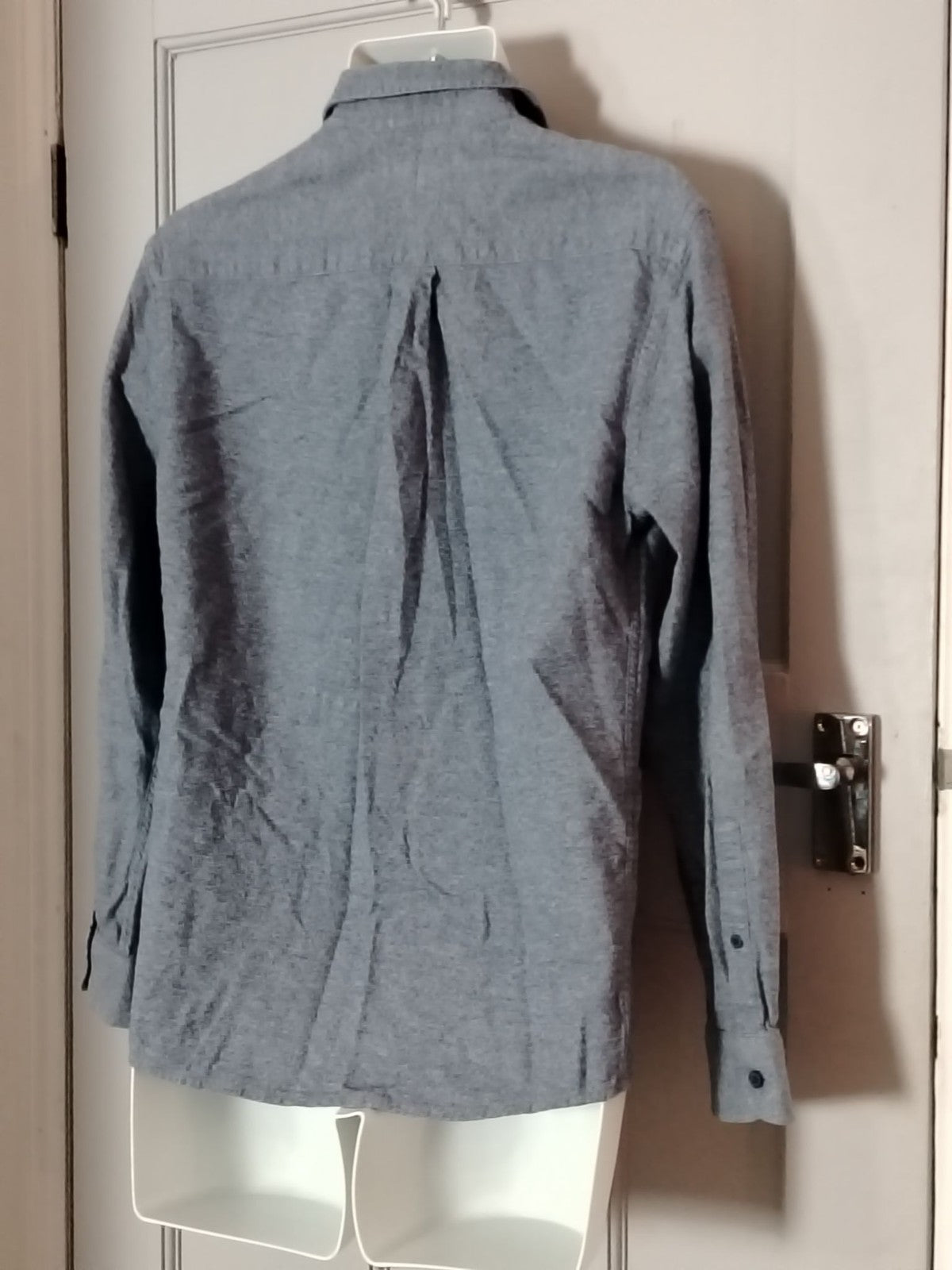 M&S Shirt Mens S Brushed Cotton Long Sleeve Button Front Chest Pocket Light Blue