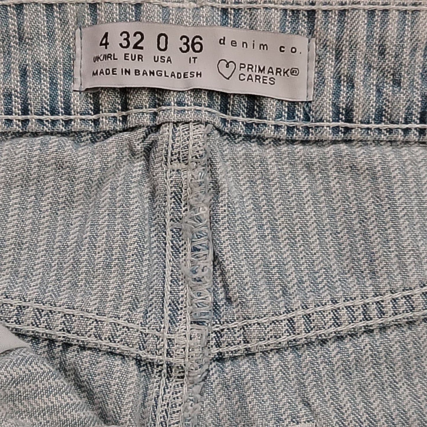 Denim Shorts Women's UK4 Boyfriend High Rise Light Blue Striped Frayed Raw Hem