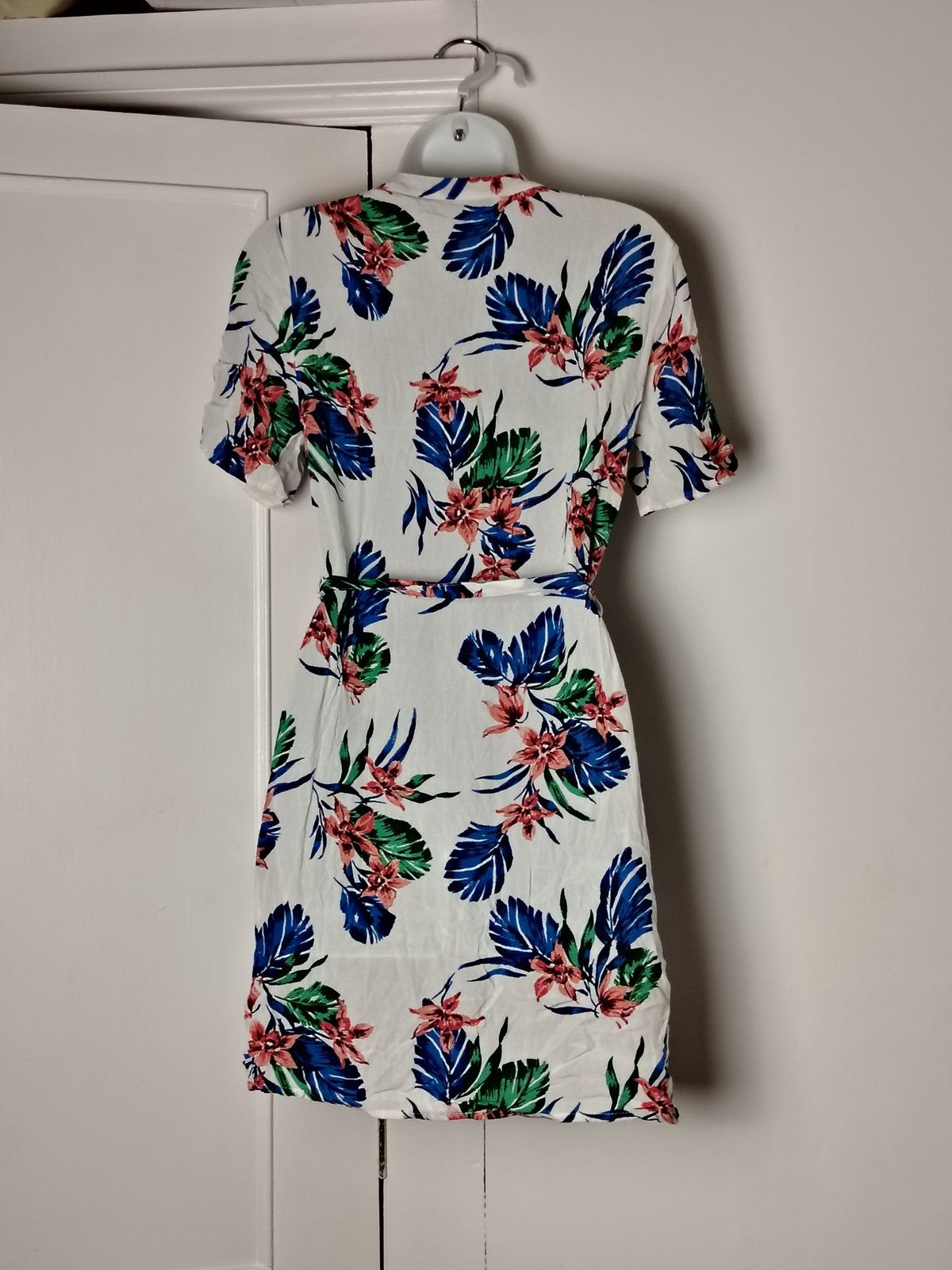 F&F Dress Womens UK 10 Floral Shirt Dress Sleeve Button Front Belted Viscose