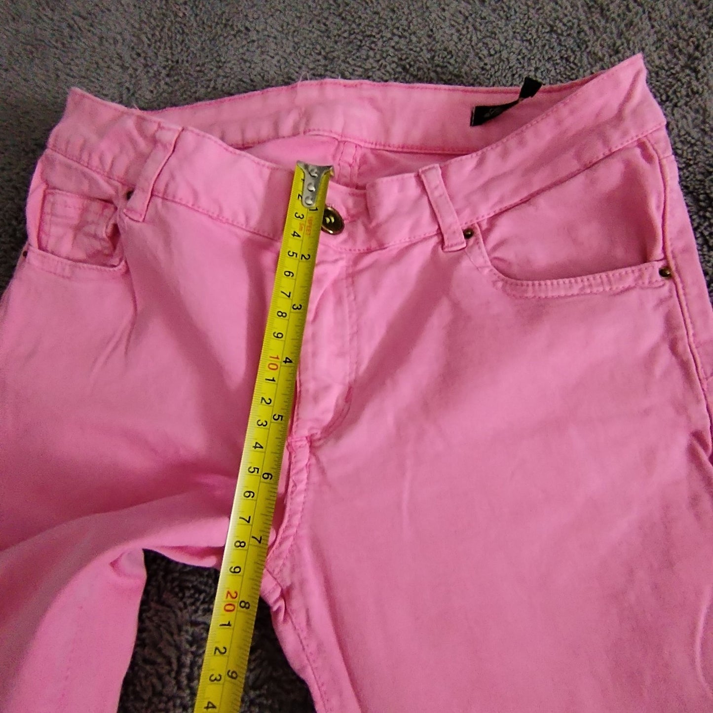 Womens Pink Slim Fit Skinny Jeans Raw Hem Stretch 97% Cotton 3% Elastane Casual