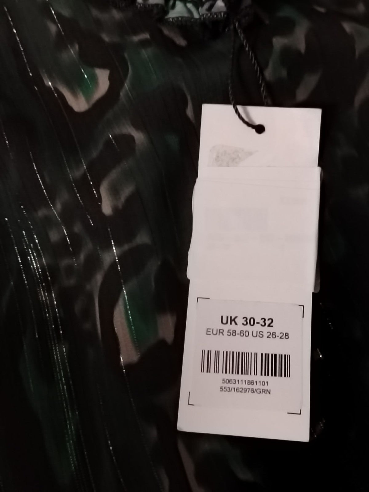 Yours London Blouse Womens UK 30-32 Green Sheer Cold Shoulder Smocked Sleeve