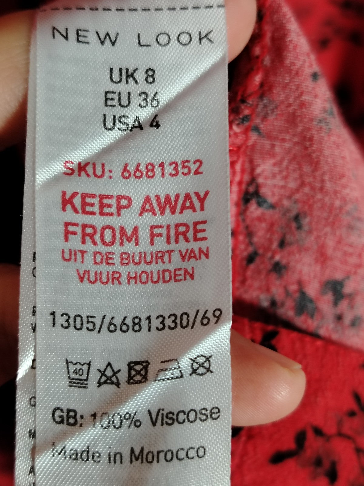 Spares Pre-owned New Look Dress UK 8 Red Black Floral Tiered Maxi Viscose Boho