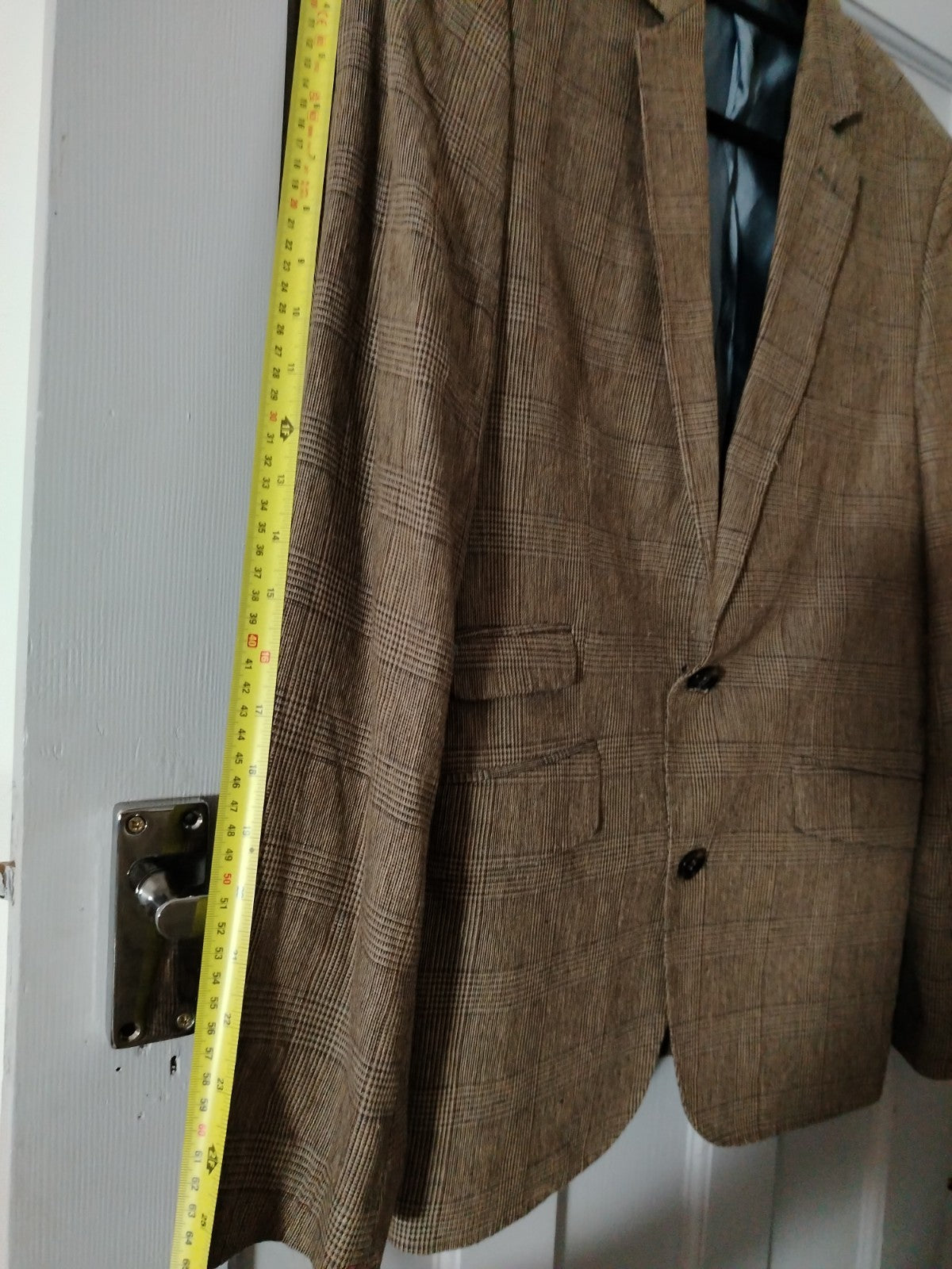 Feraud vintage brown check wool blend blazer jacket size tall L XL very good