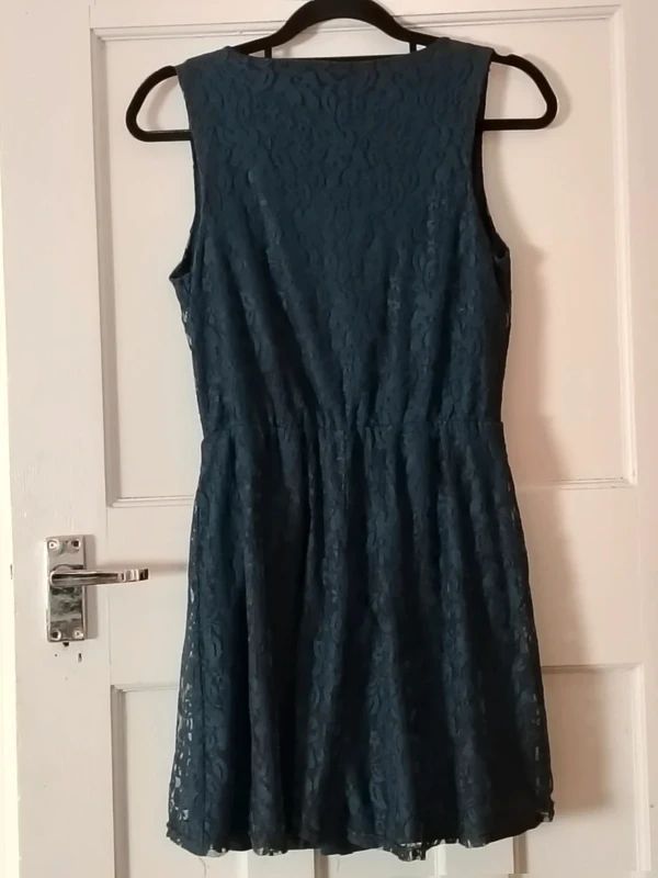 Atmosphere navy lace skater dress with cream Lace collar uk8