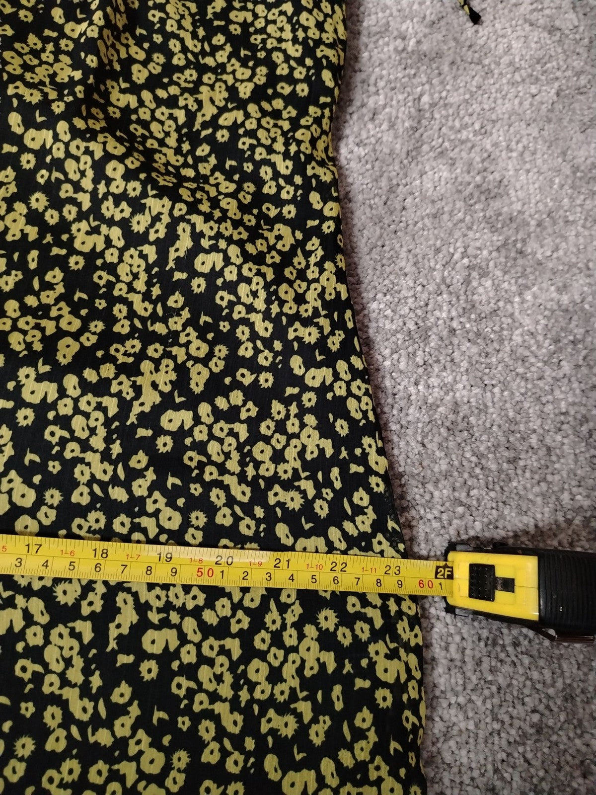 Glamorous Dress Womens S Black Yellow Floral Midi Ruffle Puff Sleeve Tie Waist