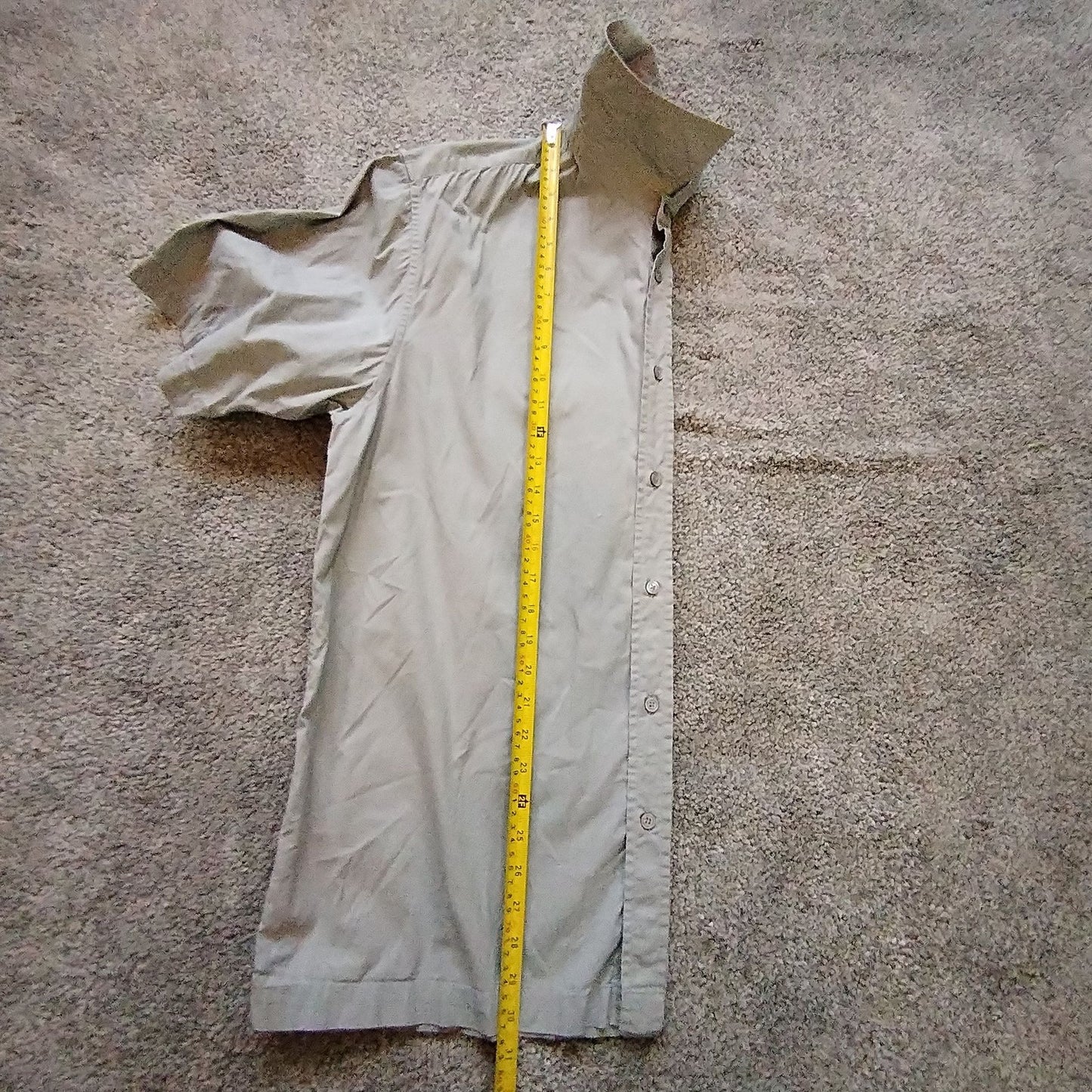 GAP Shirt Mens L Stretch Short Sleeve Button Up Light Khaki Cotton Spandex