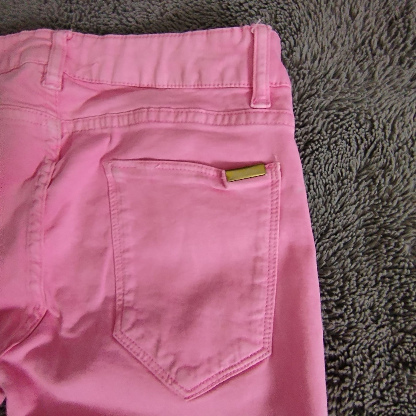 Womens Pink Slim Fit Skinny Jeans Raw Hem Stretch 97% Cotton 3% Elastane Casual