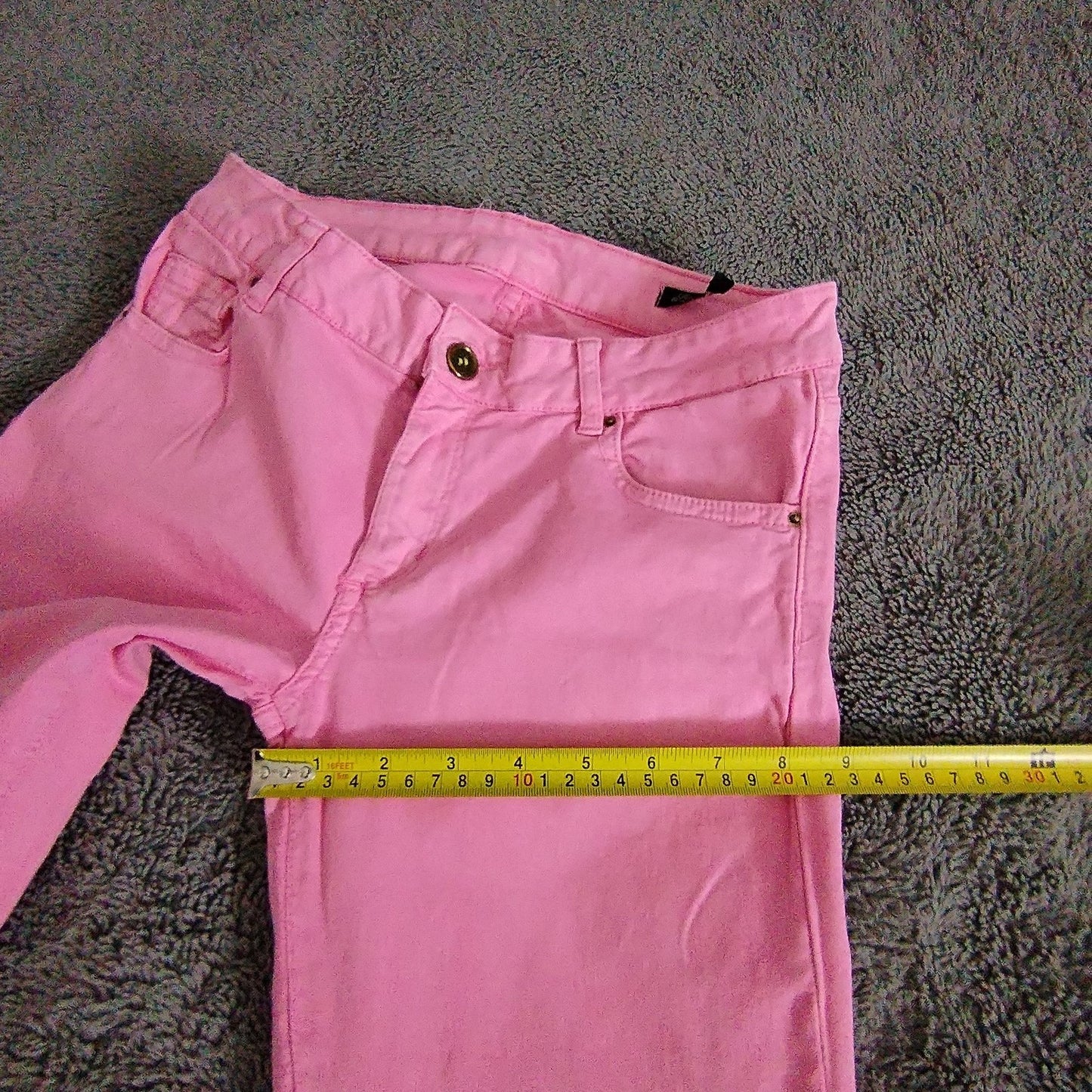 Womens Pink Slim Fit Skinny Jeans Raw Hem Stretch 97% Cotton 3% Elastane Casual