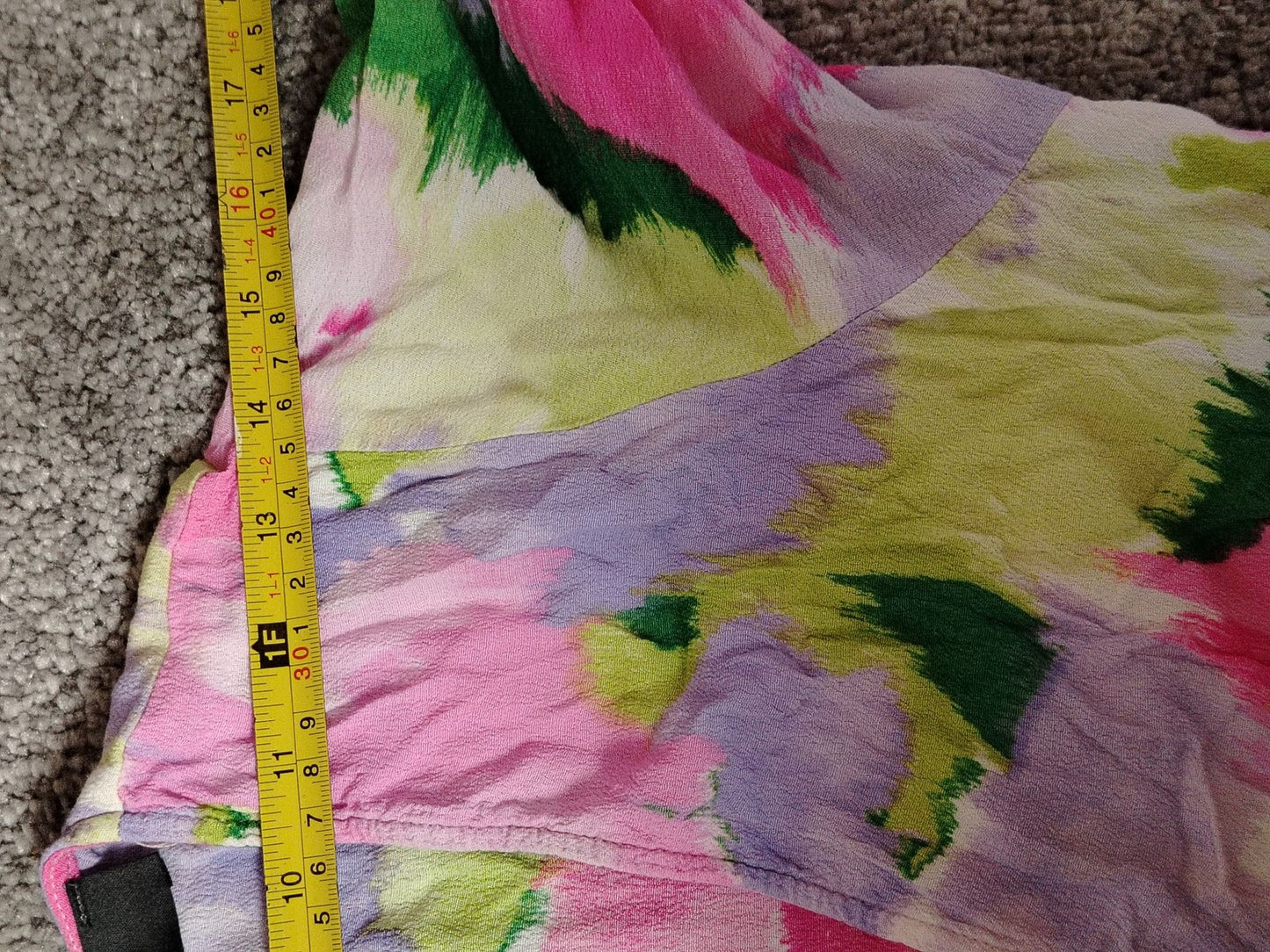 Primark Dress Womens 12 V Neck Midi Short Sleeve Floral Pink Green Lavender