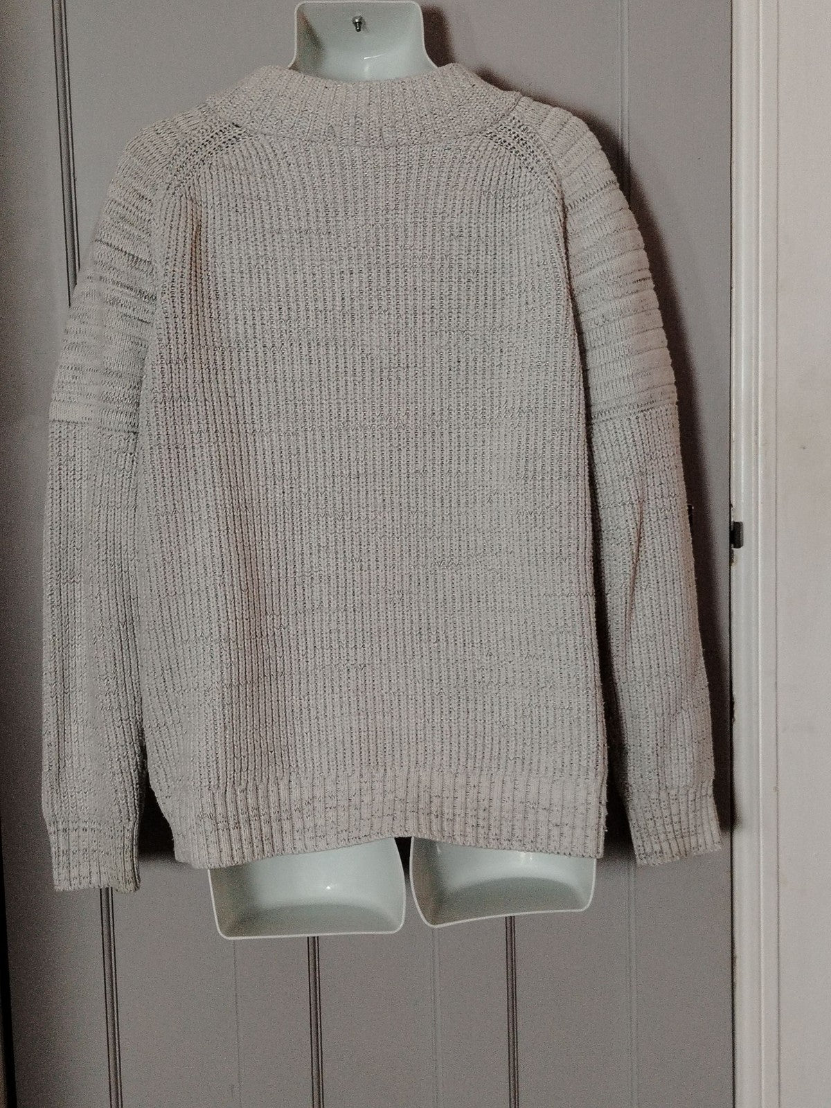 Zufgree Sweater Womens XL Oatmeal Chunky Mock Neck Pullover Knit Long Sleeve