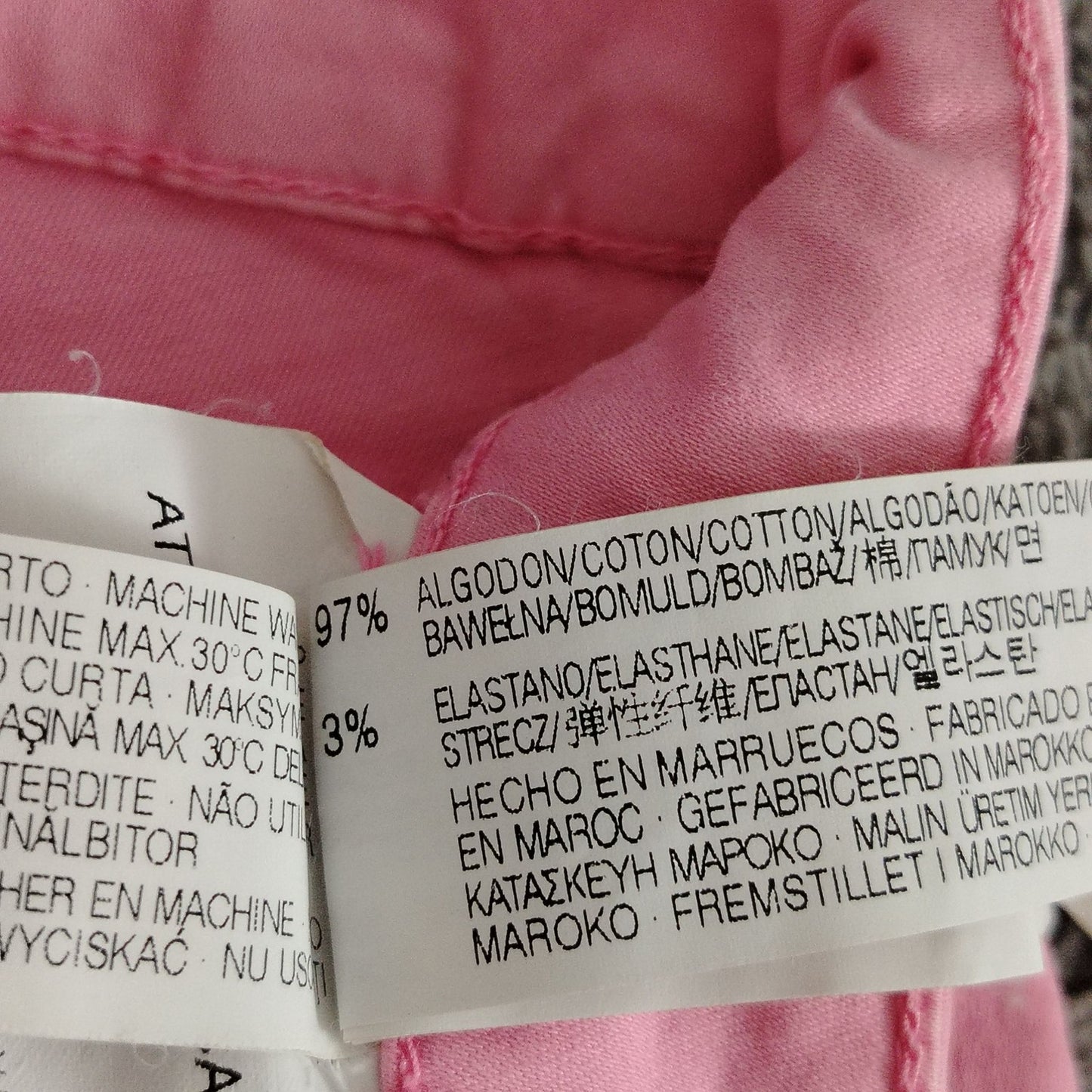 Womens Pink Slim Fit Skinny Jeans Raw Hem Stretch 97% Cotton 3% Elastane Casual