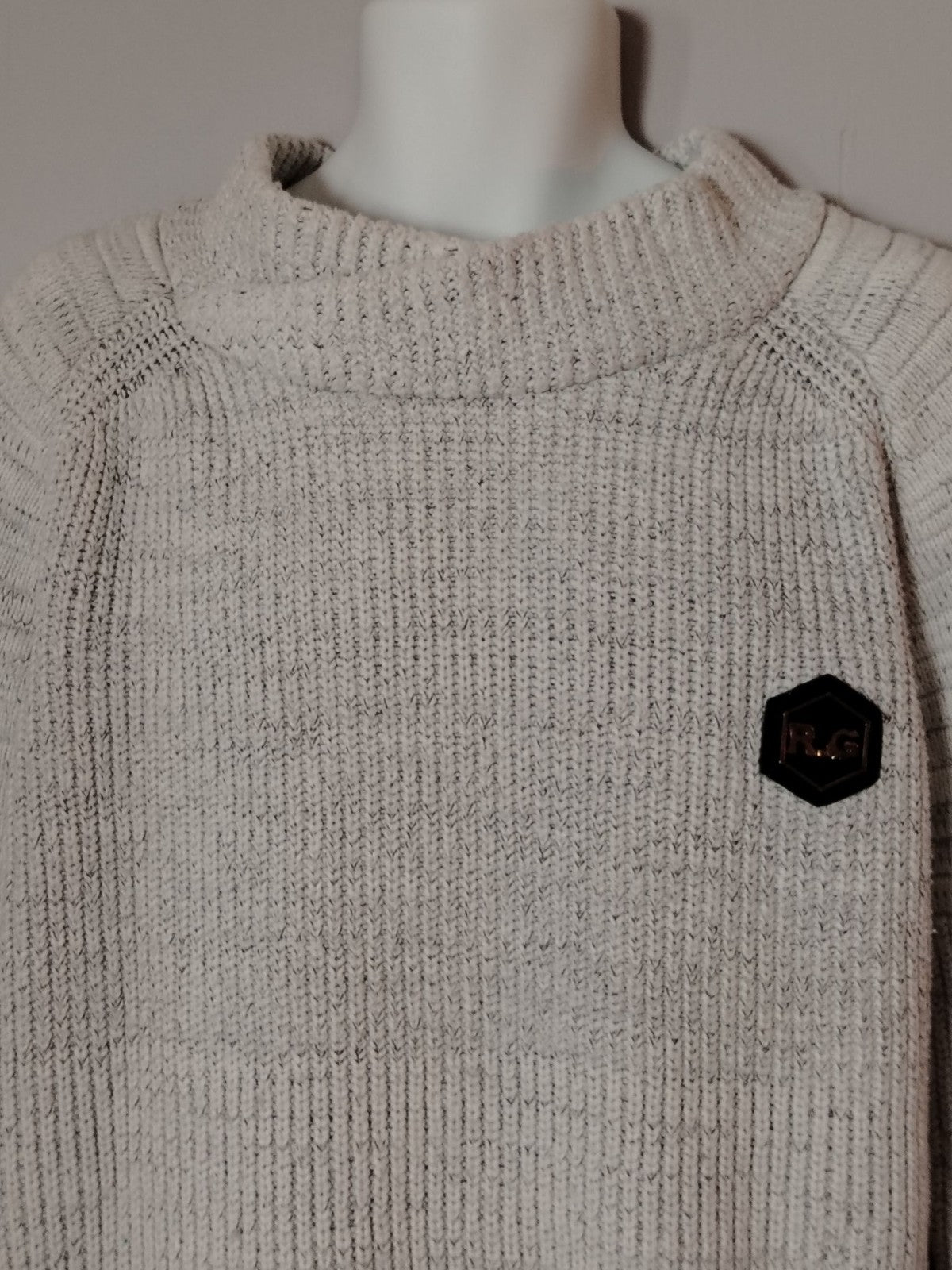 Zufgree Sweater Womens XL Oatmeal Chunky Mock Neck Pullover Knit Long Sleeve