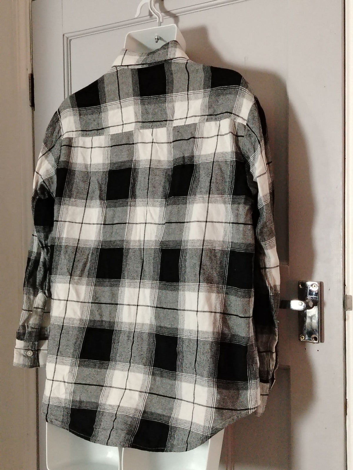 Joe Browns Shirt Women L Black White Plaid Long Sleeve Tunic Button Up Boyfriend