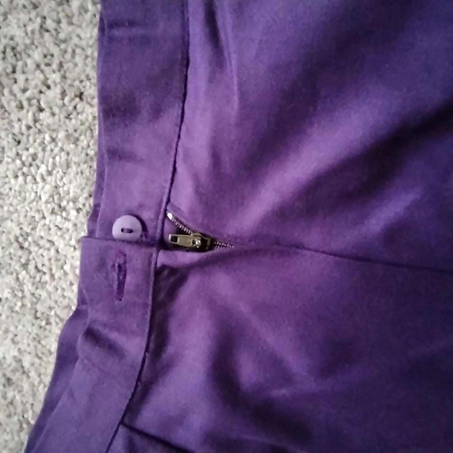 Vintage Skirt Size 12 Purple High Waist Pencil Button Back 65%Poly 35%Cotton
