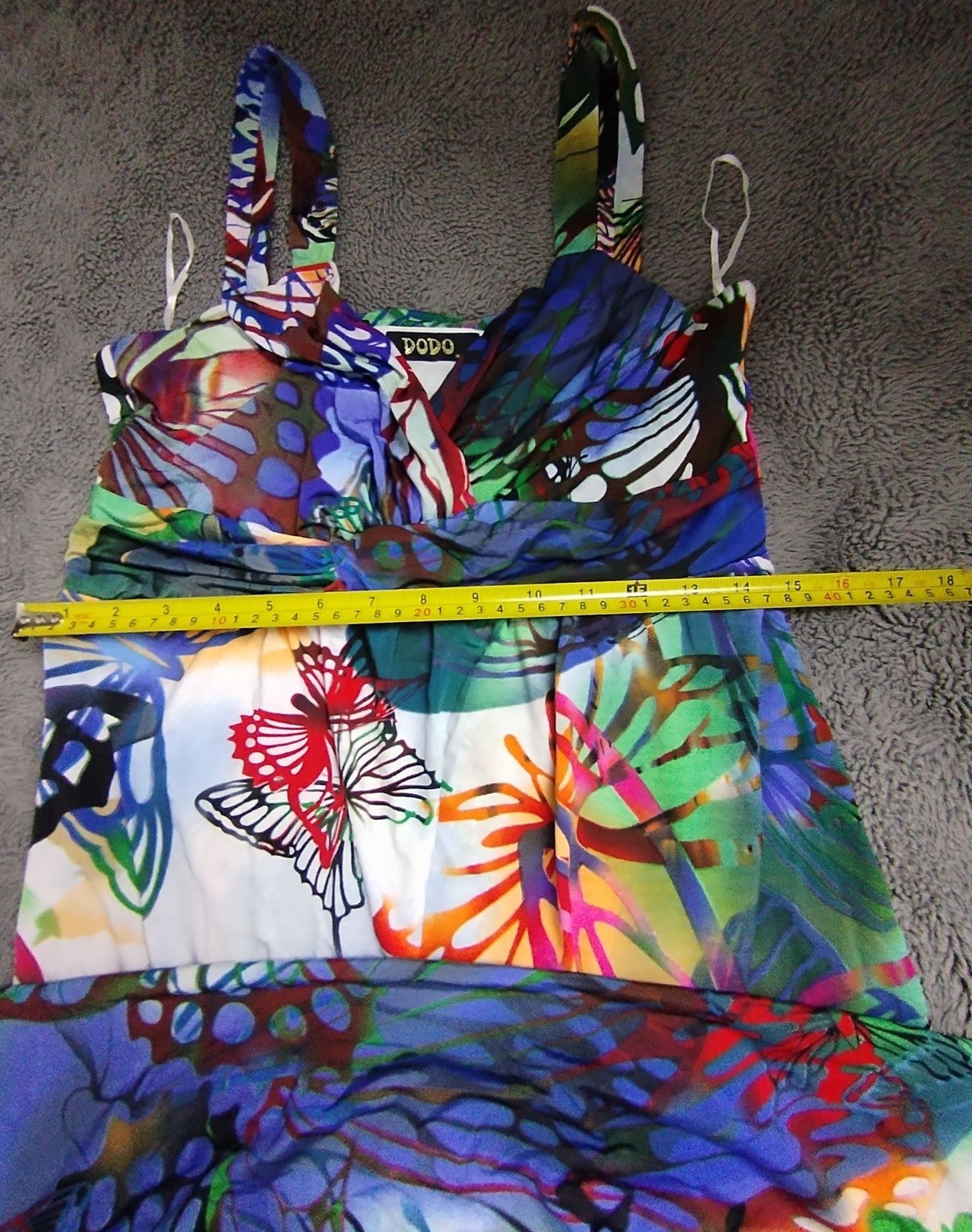 DODO Maxi Dress Womens 16 Butterfly Print Multicolour Spaghetti Strap Empire