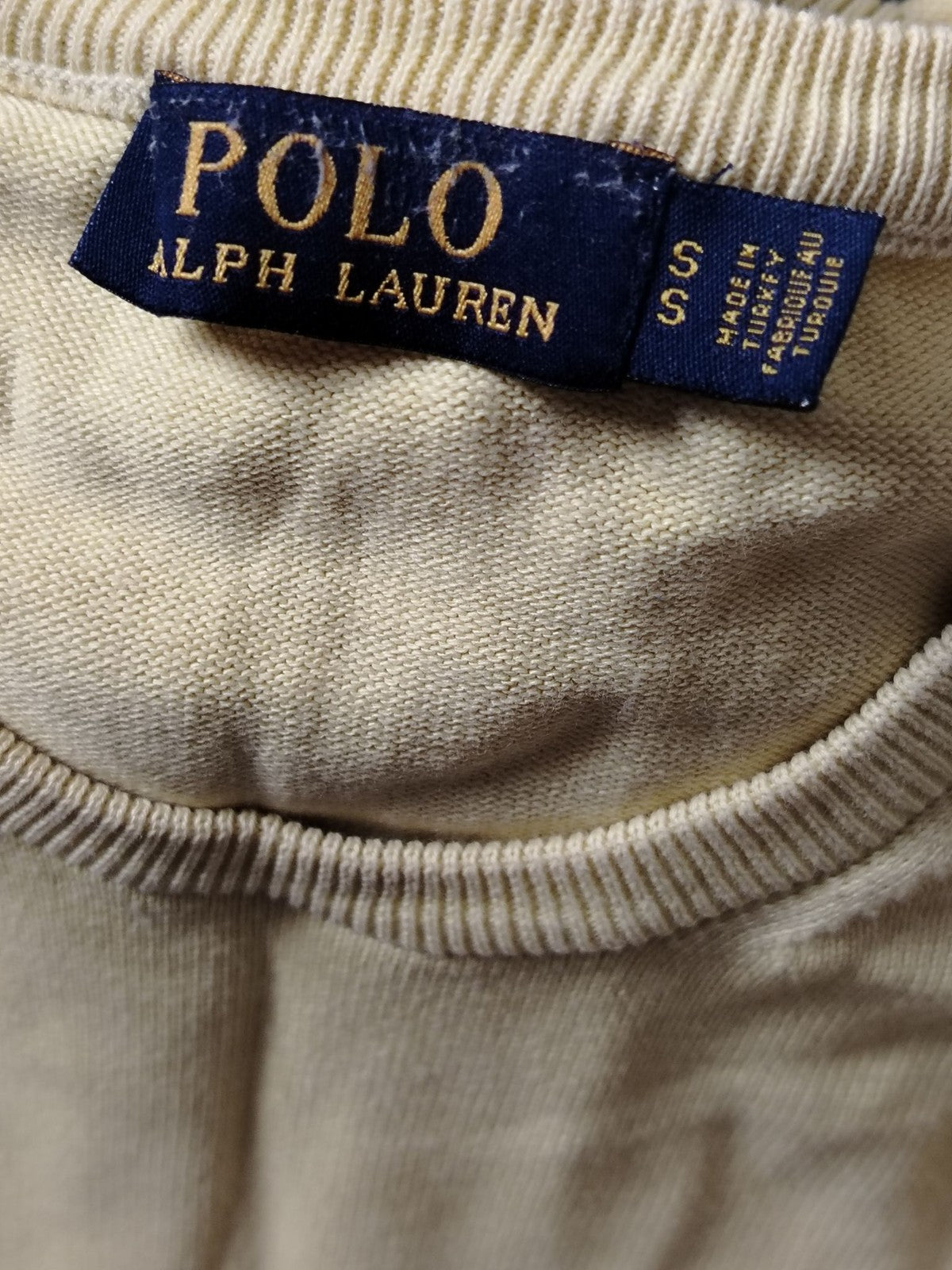 Polo Ralph Lauren Sweater Mens S Yellow Cotton Crewneck Long Sleeve Classic