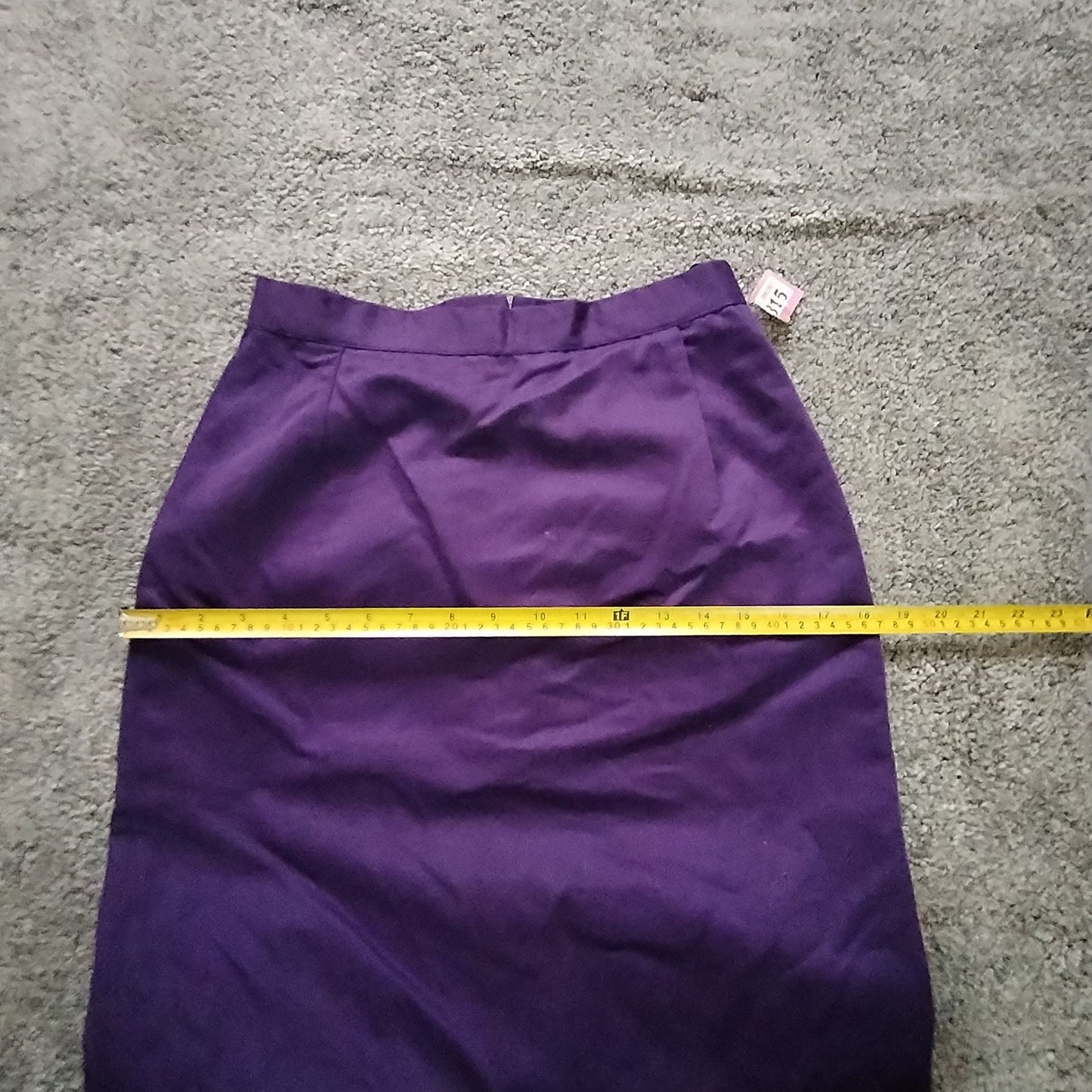 Vintage Skirt Size 12 Purple High Waist Pencil Button Back 65%Poly 35%Cotton