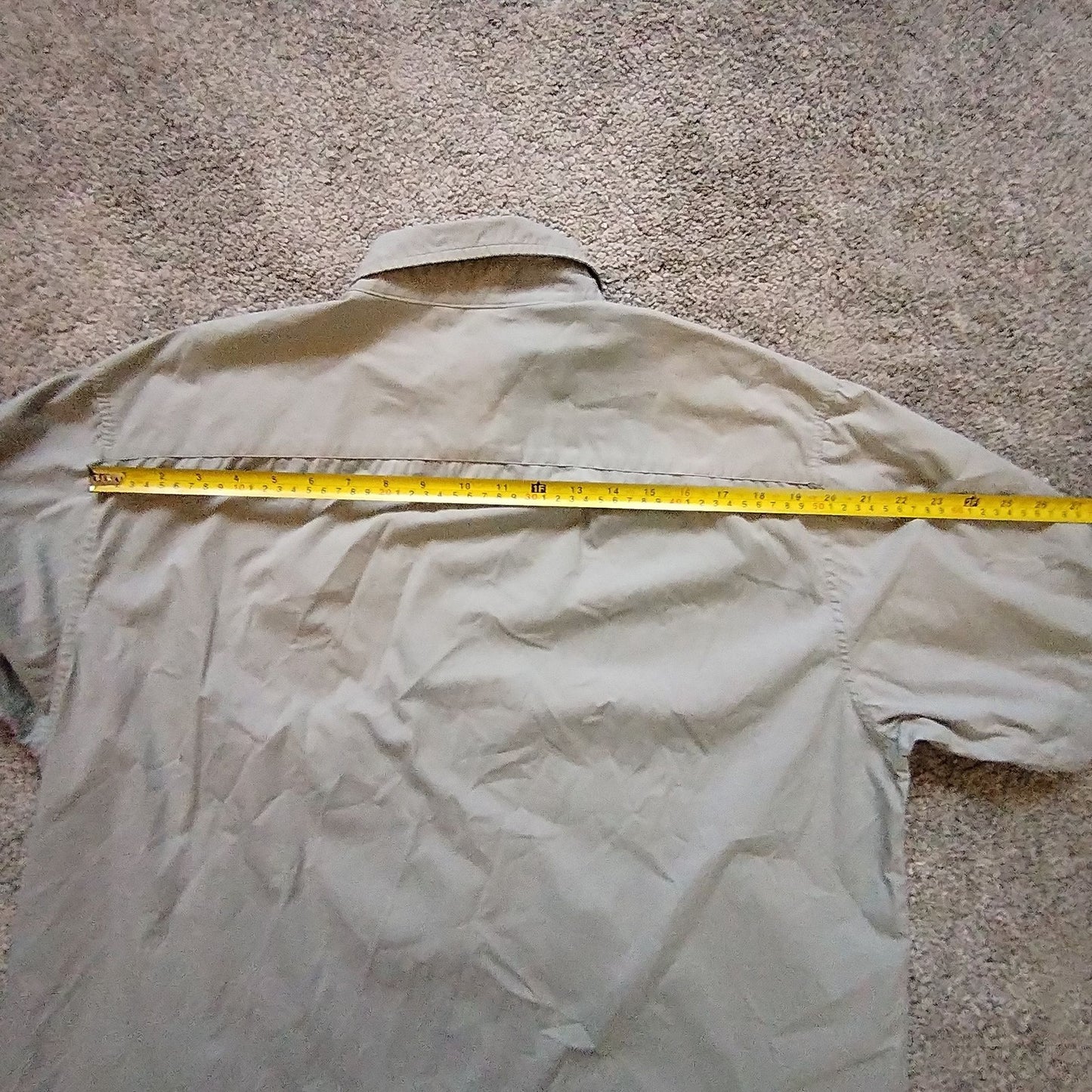 GAP Shirt Mens L Stretch Short Sleeve Button Up Light Khaki Cotton Spandex