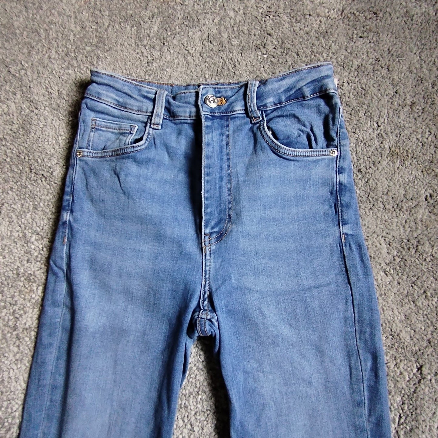 ZARA Jeans Womens UK 8 Light Blue High Waist Skinny Stretch Ankle Denim Slim