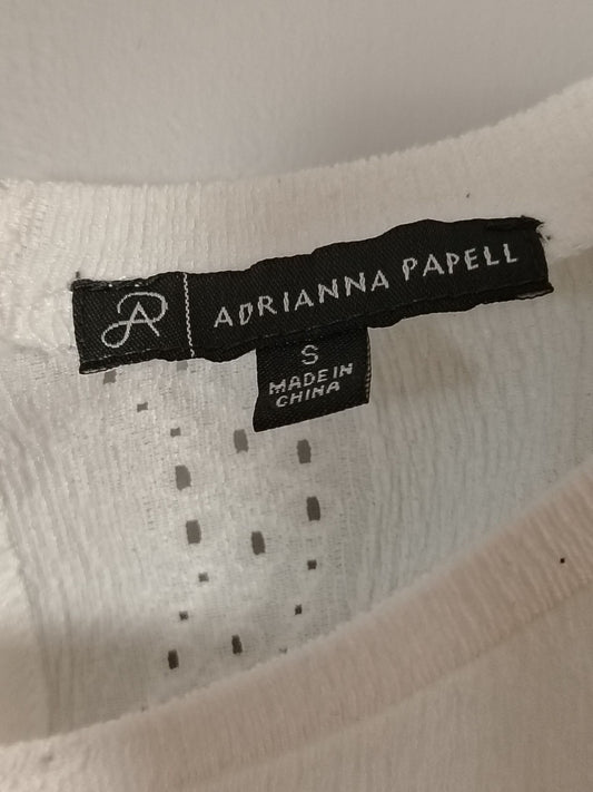 Adrianna Papell Top Womens S White Eyelet Flutter Sleeve Blouse Keyhole Button