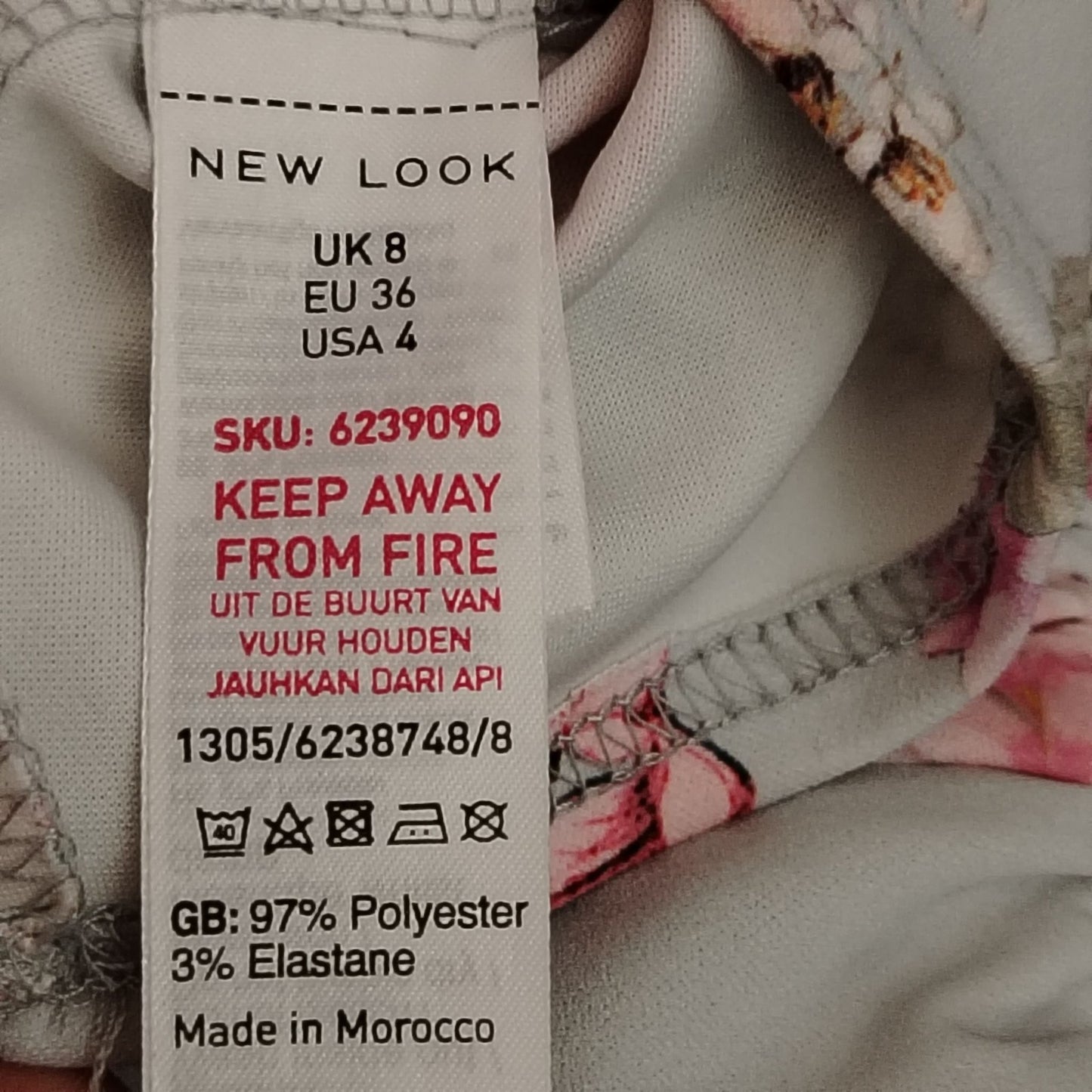 New Look Top Womens UK8 EU36 USA4 Off Shoulder Crop Floral Light Gray Pink