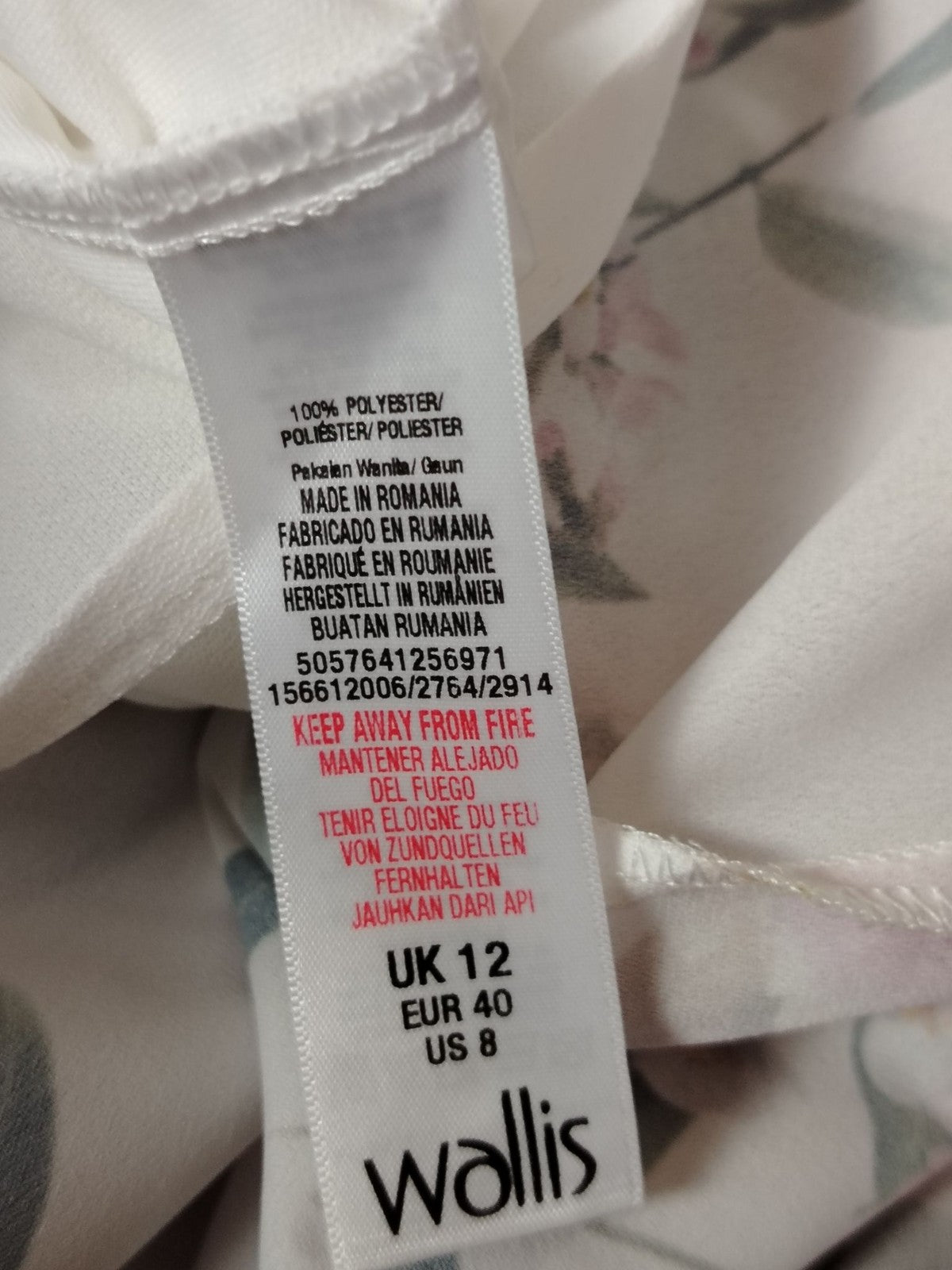 Wallis Dress Women's UK12 Floral Sheath Sleeveless White Pink Print Shift Summer