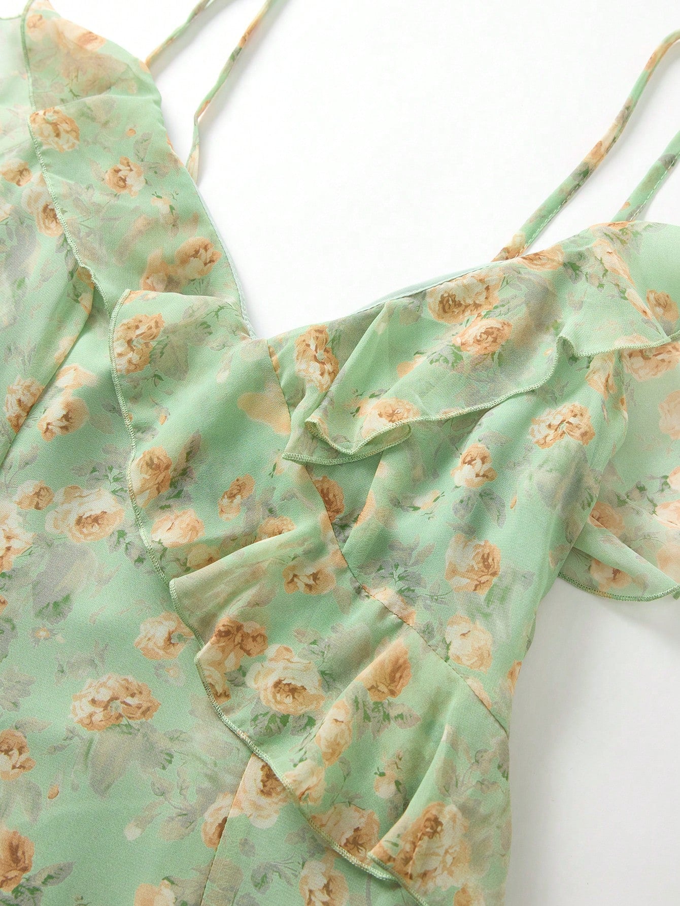 Boho Floral Green Tiered Mermaid Maxi Dress - Wedding & Special Occasions