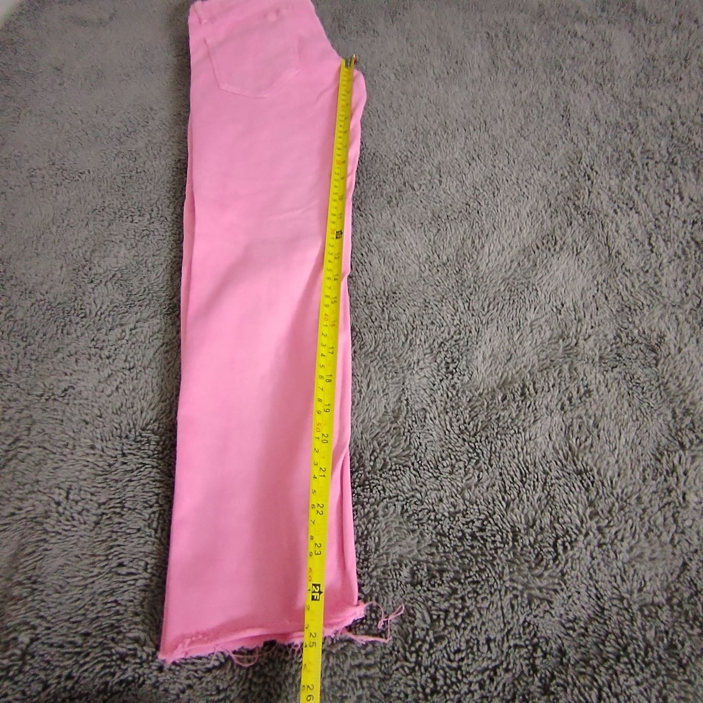 Womens Pink Slim Fit Skinny Jeans Raw Hem Stretch 97% Cotton 3% Elastane Casual