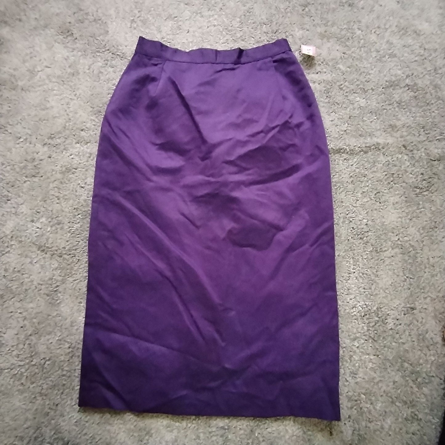 Vintage Skirt Size 12 Purple High Waist Pencil Button Back 65%Poly 35%Cotton