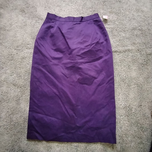 Vintage Skirt Size 12 Purple High Waist Pencil Button Back 65%Poly 35%Cotton