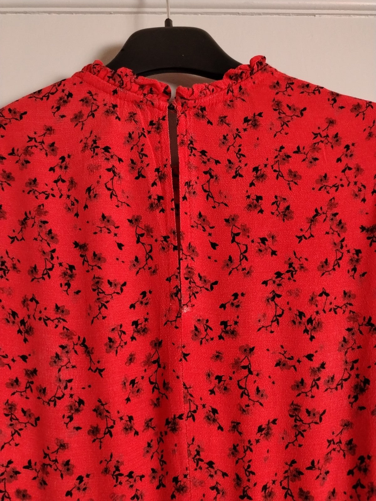 Spares Pre-owned New Look Dress UK 8 Red Black Floral Tiered Maxi Viscose Boho