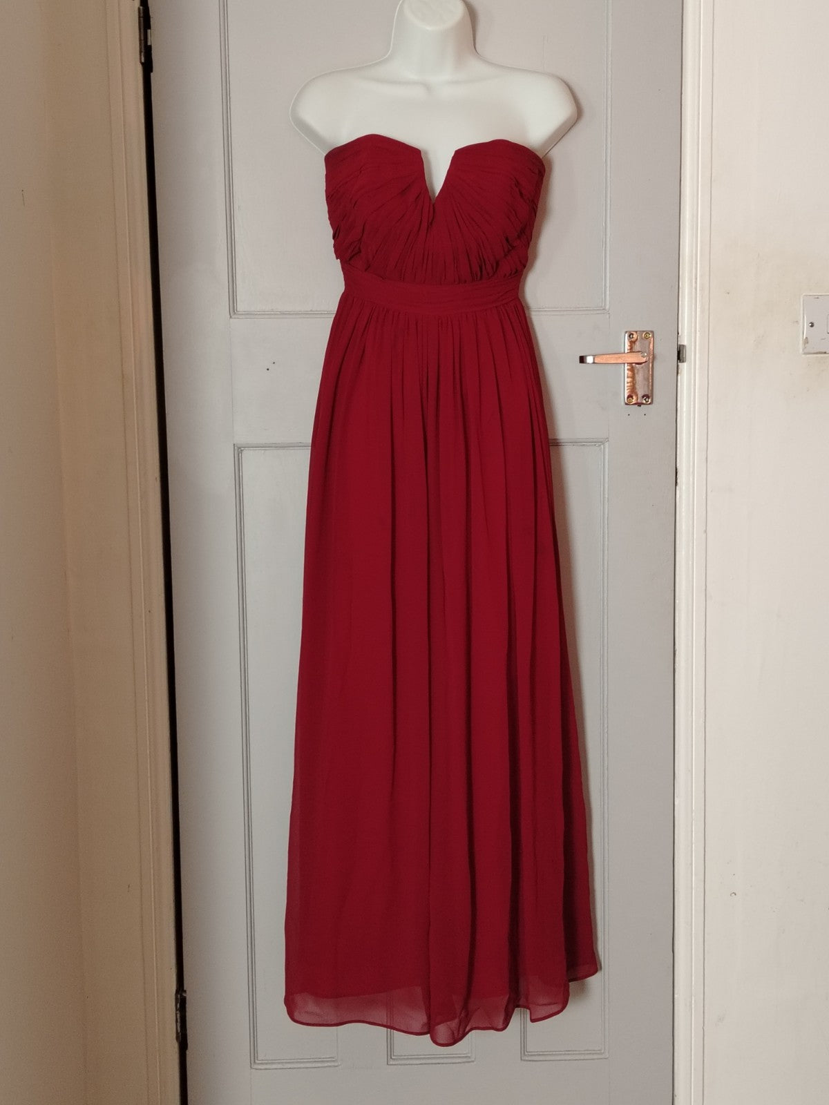 D'ZAGE Formal, Party Red Strapless Maxi Evening Prom Gown Size US 6 UK 8/10