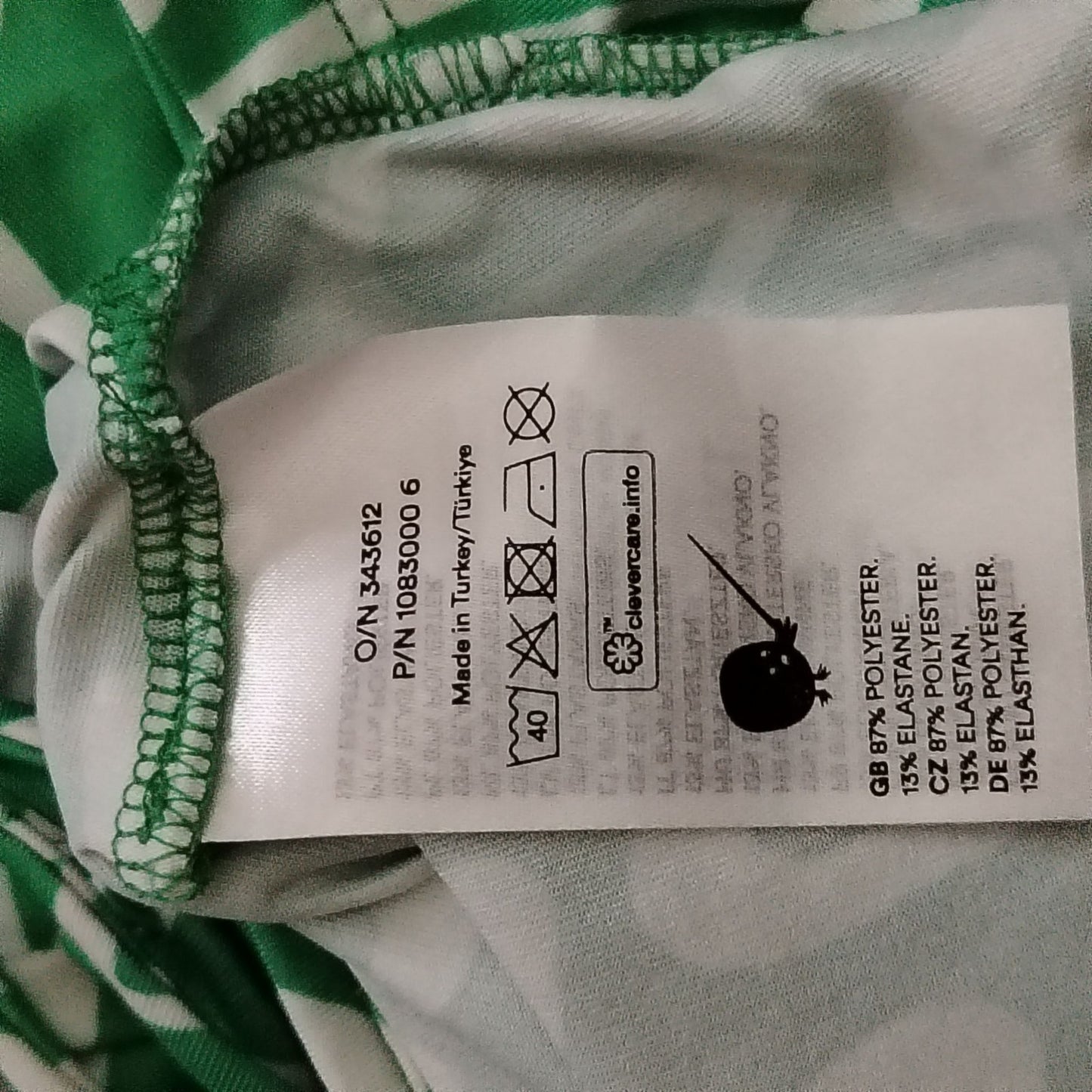 Monki Top Womens XS Green Ruched Drawstring V Neck Short Sleeve Print Stretch