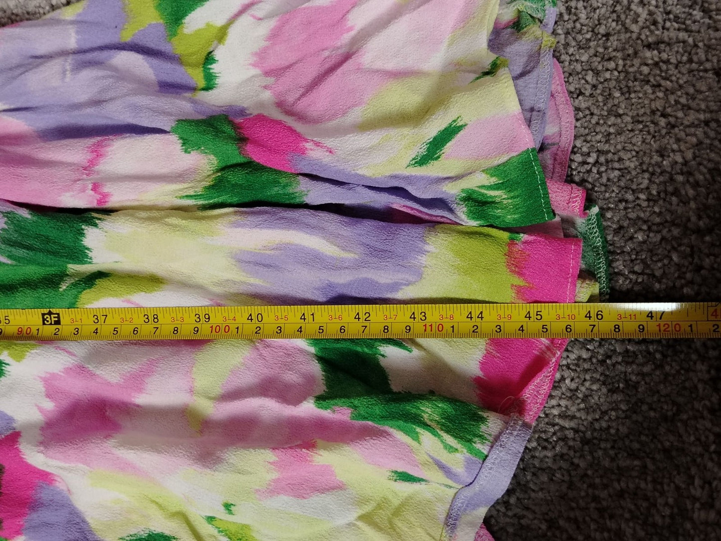 Primark Dress Womens 12 V Neck Midi Short Sleeve Floral Pink Green Lavender