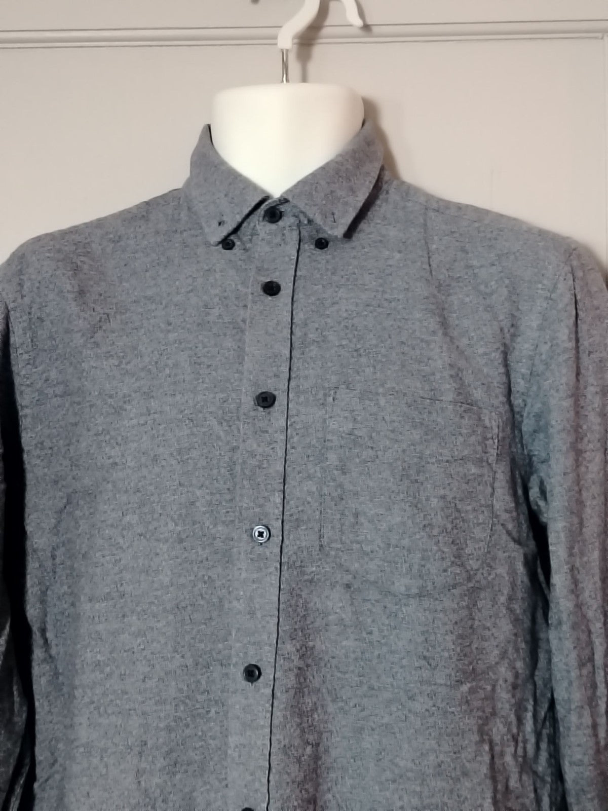 M&S Shirt Mens S Brushed Cotton Long Sleeve Button Front Chest Pocket Light Blue