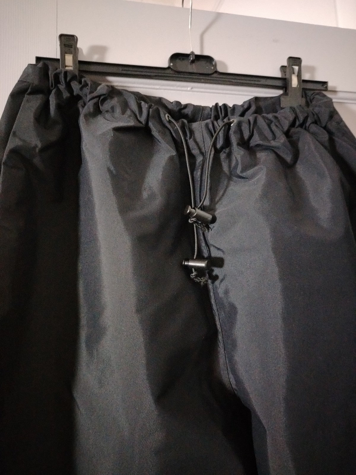 Mens Waterproof Over Trousers Black Size Large Elastic Waist Rain Pants Hiking F