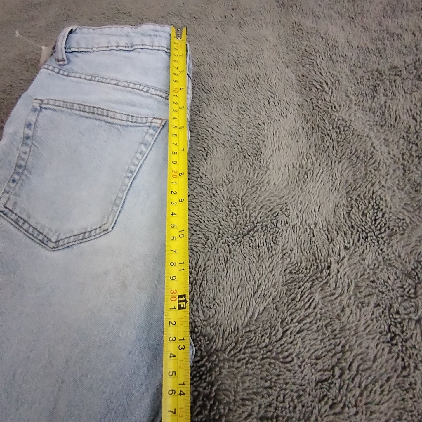 Bershka Jeans Womens 6 Mom Slim Light Blue Faded Stretch Zip Fly Pocket Casual