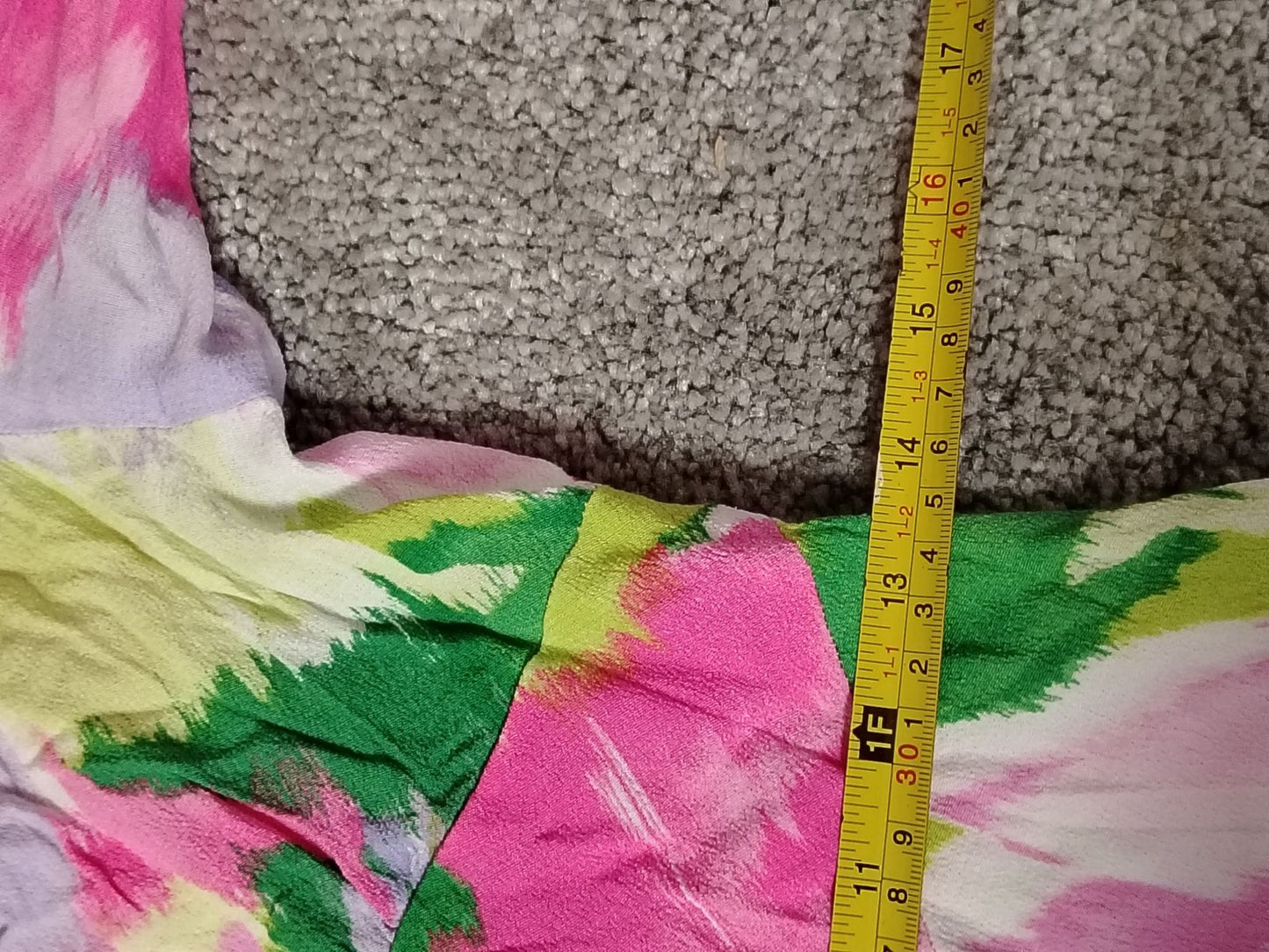 Primark Dress Womens 12 V Neck Midi Short Sleeve Floral Pink Green Lavender