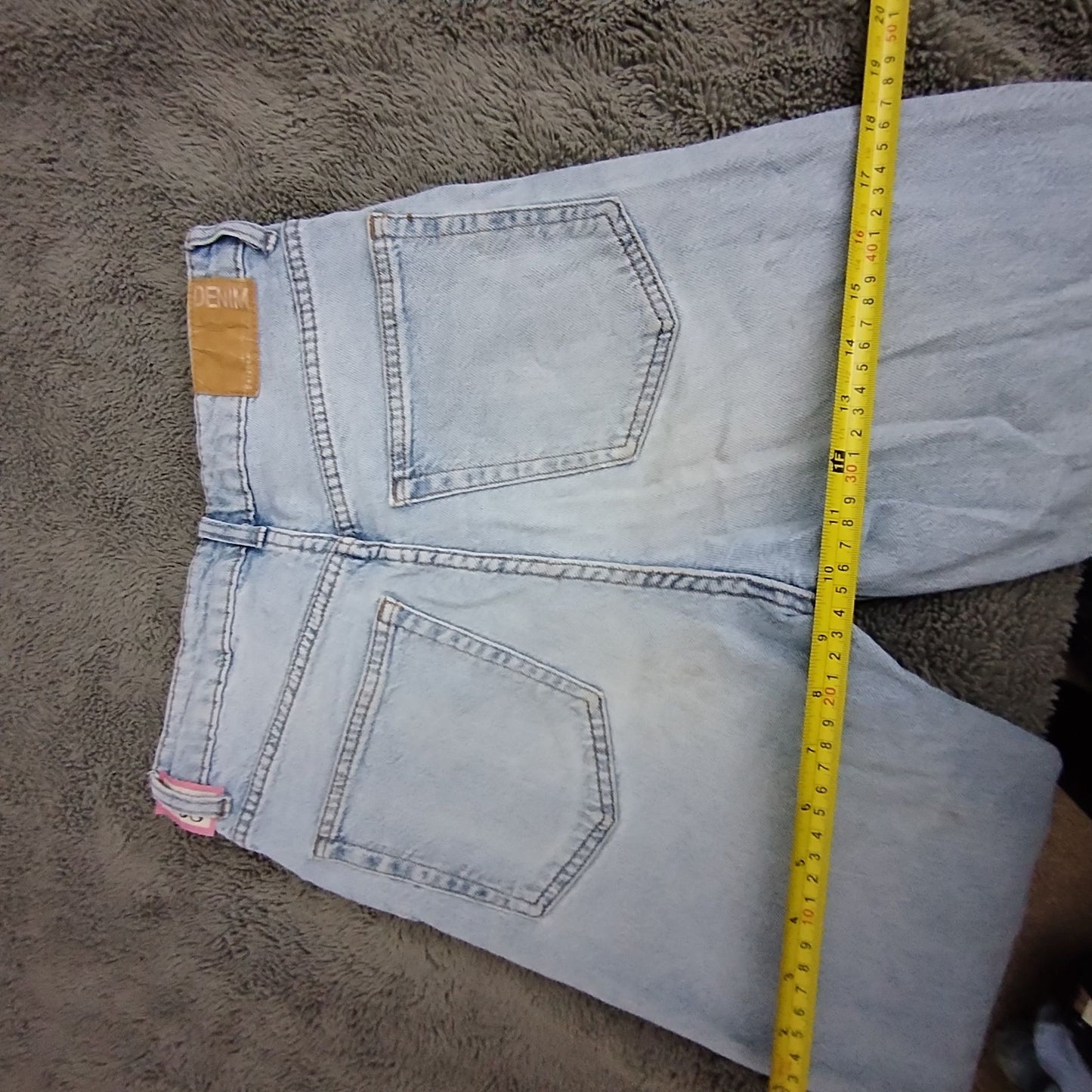 Bershka Jeans Womens 6 Mom Slim Light Blue Faded Stretch Zip Fly Pocket Casual