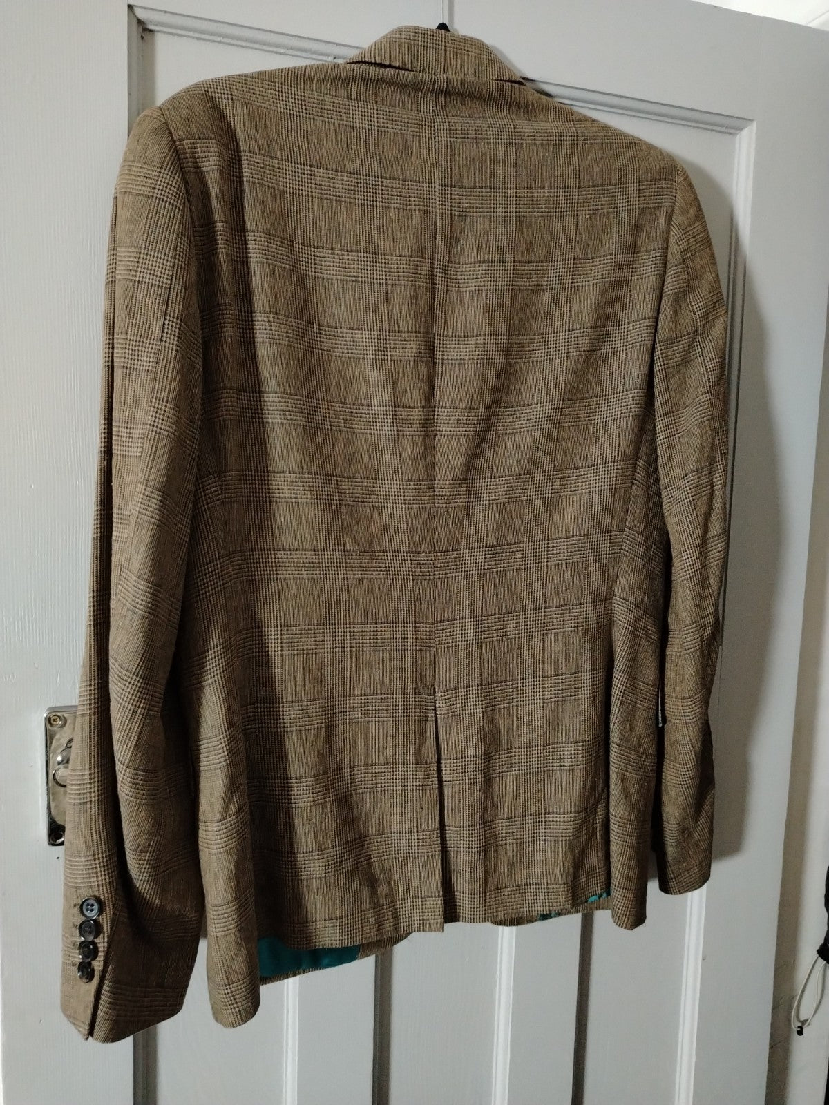 Feraud vintage brown check wool blend blazer jacket size tall L XL very good