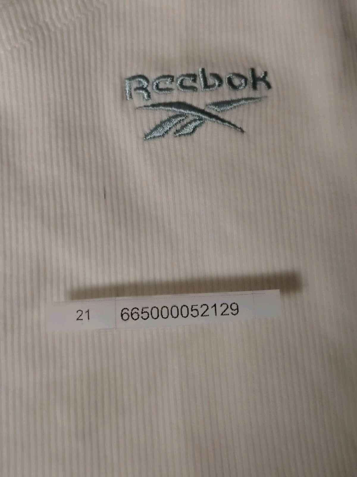 Reebok One Shoulder Crop Top Cream Ribbed Size XS UK 4-6 BNWT Embroidered Logo