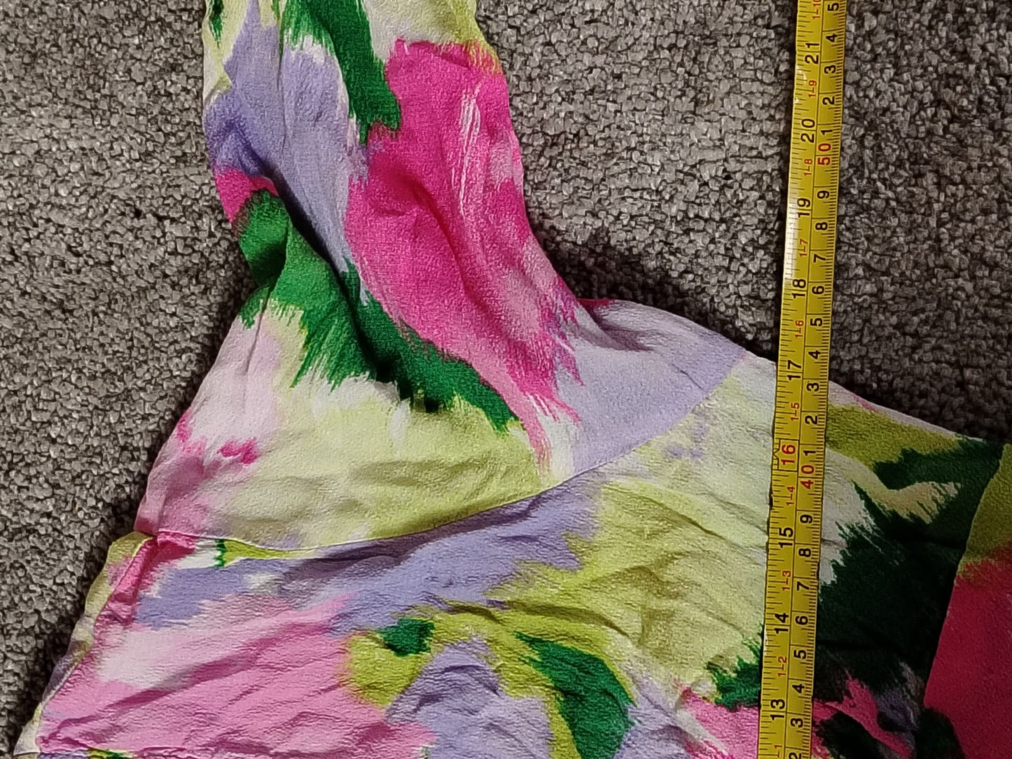 Primark Dress Womens 12 V Neck Midi Short Sleeve Floral Pink Green Lavender