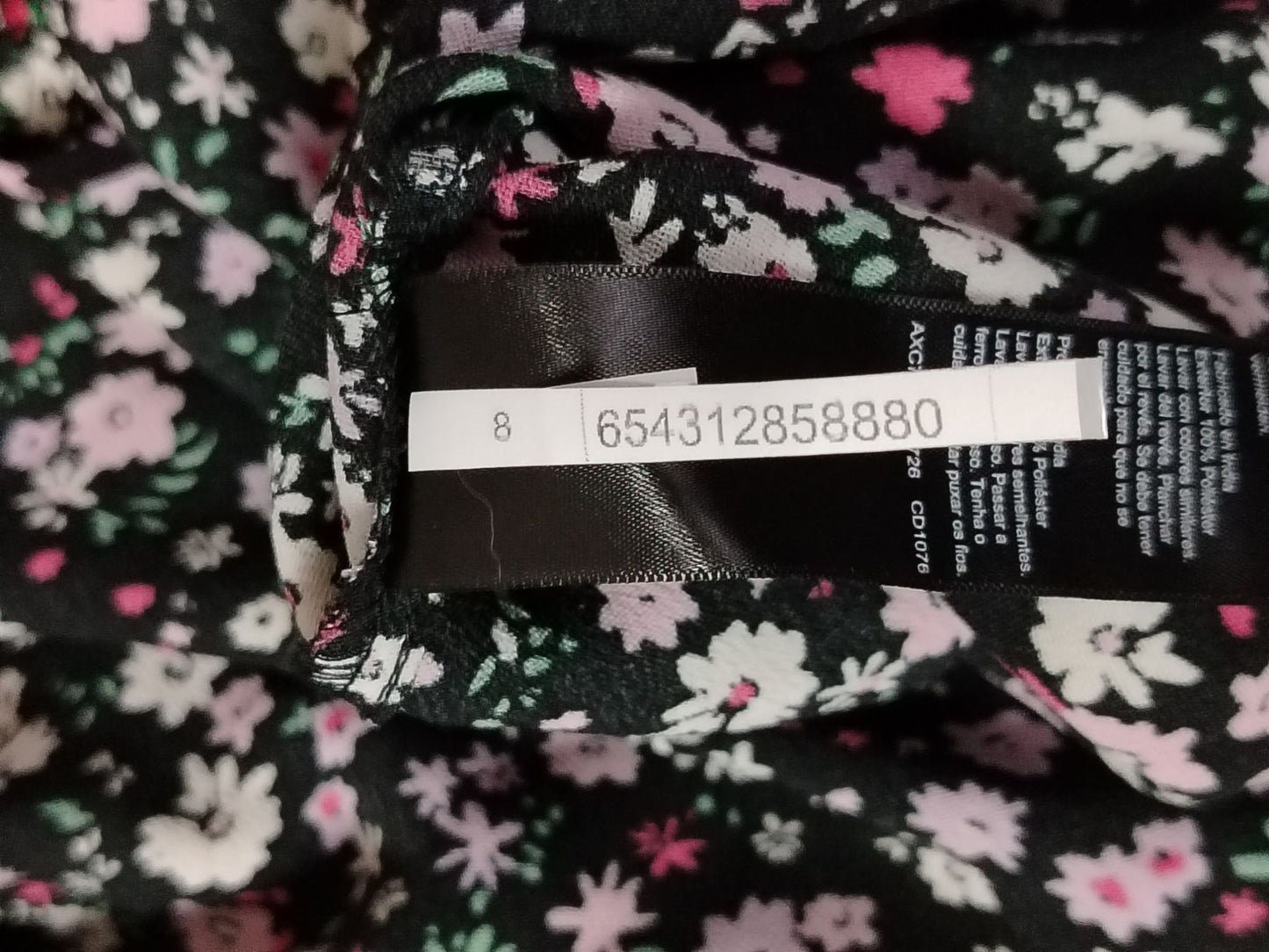Dorothy Perkins Dress Womens UK14 US10 Black Pink Floral Puff Sleeve Ruffle